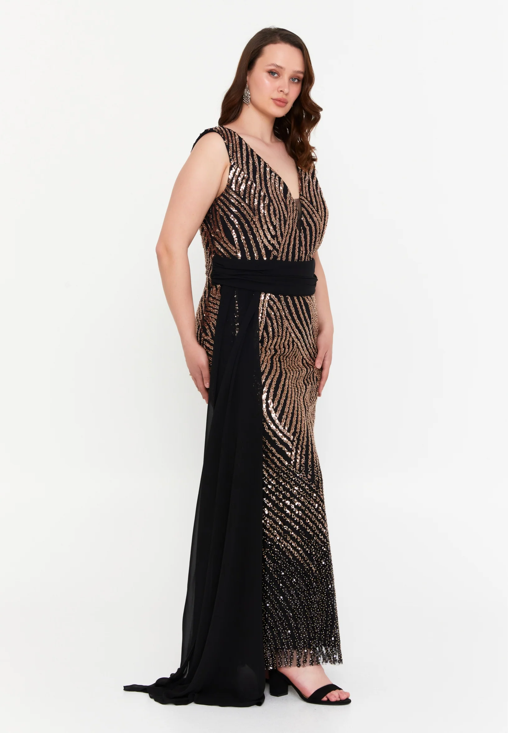 Sleeveless Maxi Tulle Mermaid Plus Size Wedding Guest Dress mtr99126 - Image 3