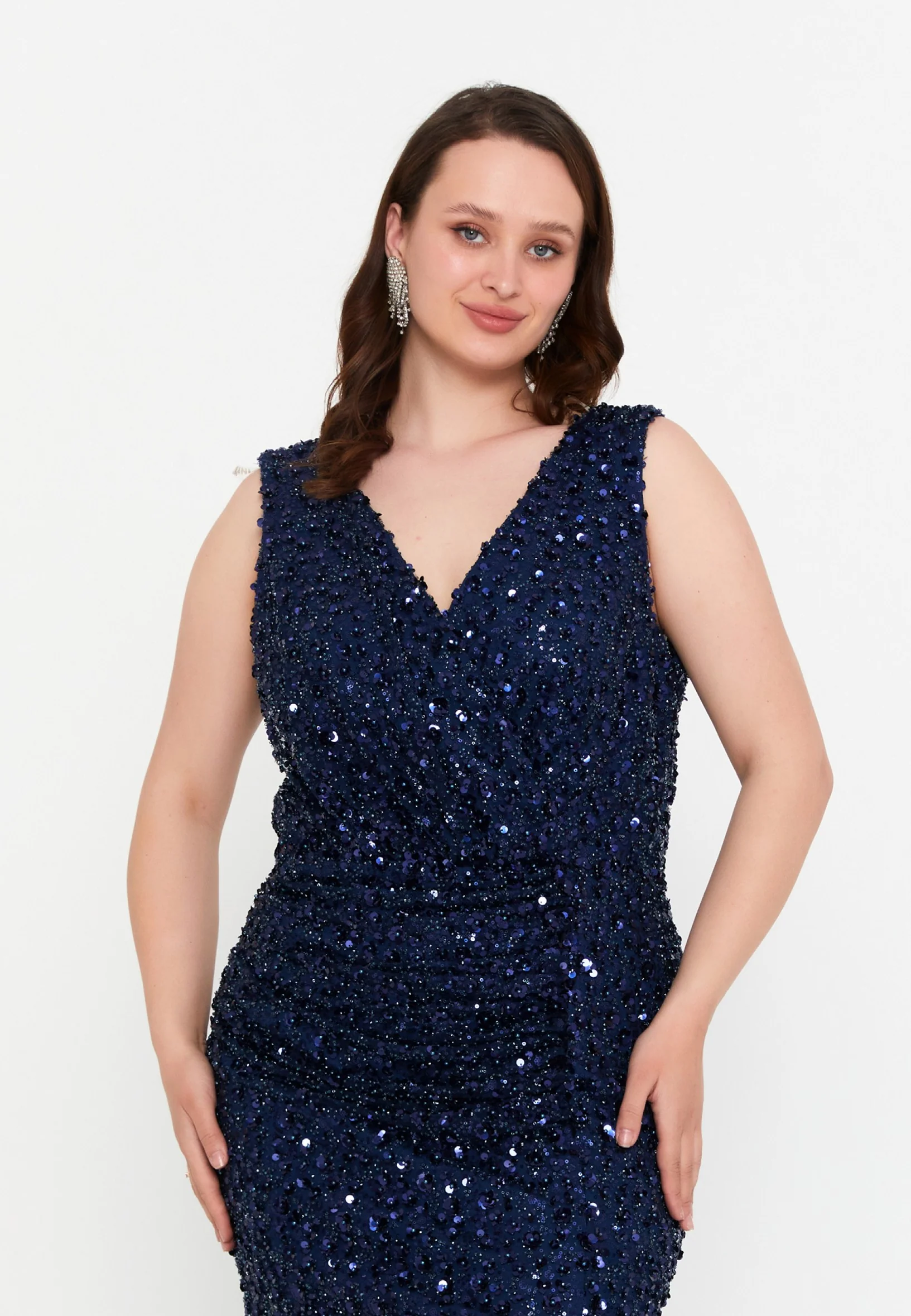 Sleeveless Maxi Tulle Mermaid Plus Size Wedding Guest Dress mtr99128 - Image 12