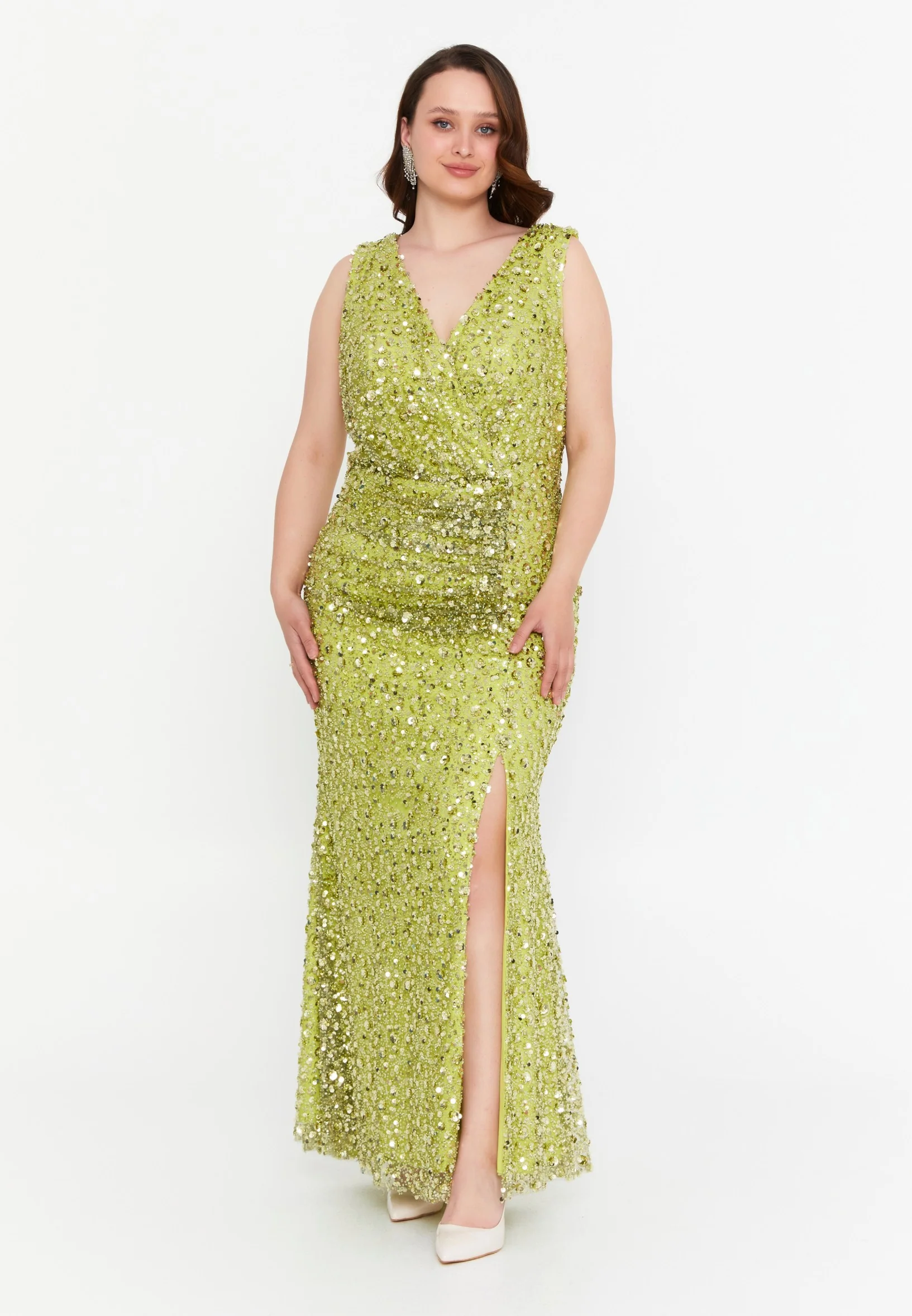 Sleeveless Maxi Tulle Mermaid Plus Size Wedding Guest Dress mtr99128 - Image 13