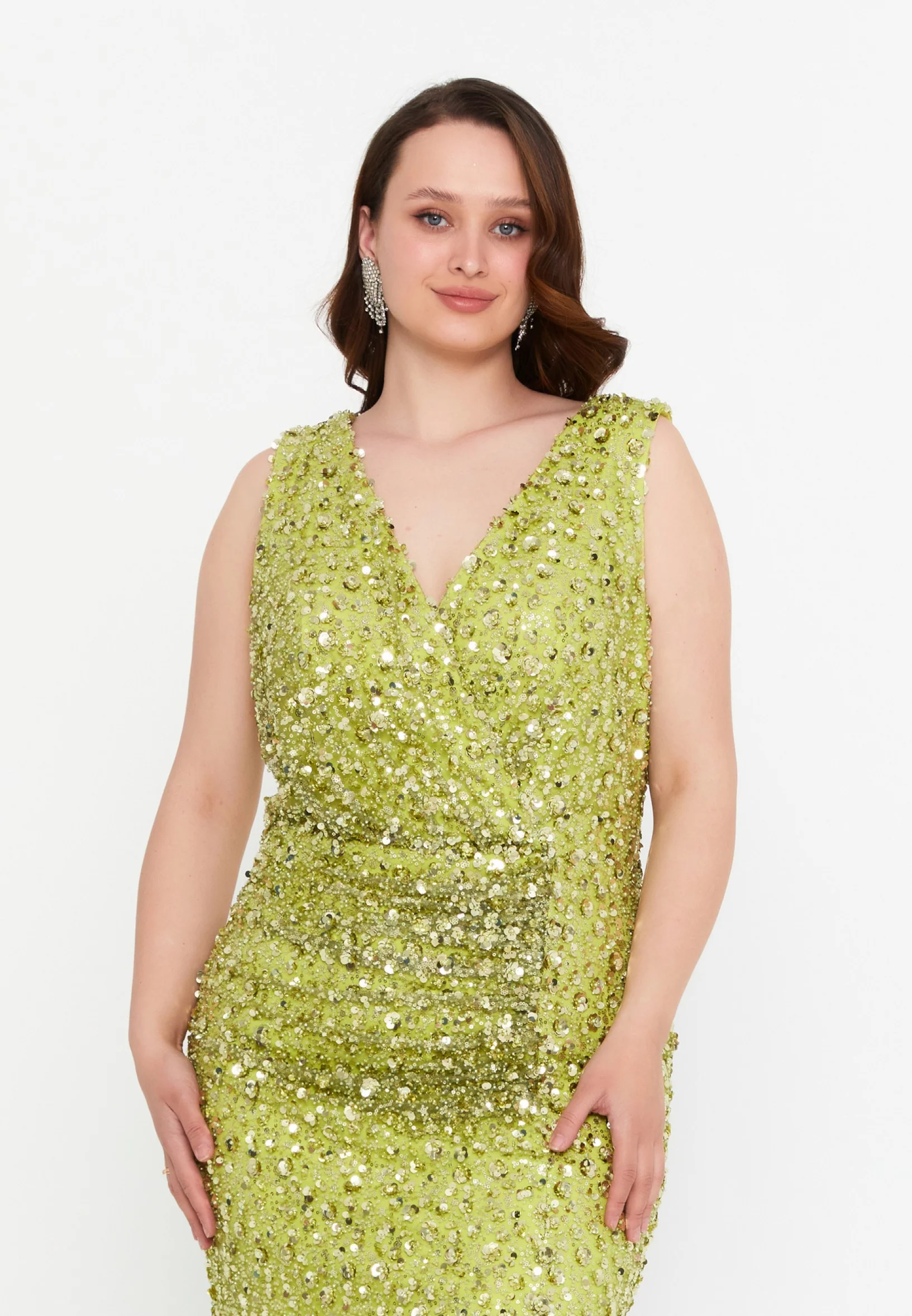 Sleeveless Maxi Tulle Mermaid Plus Size Wedding Guest Dress mtr99128 - Image 16