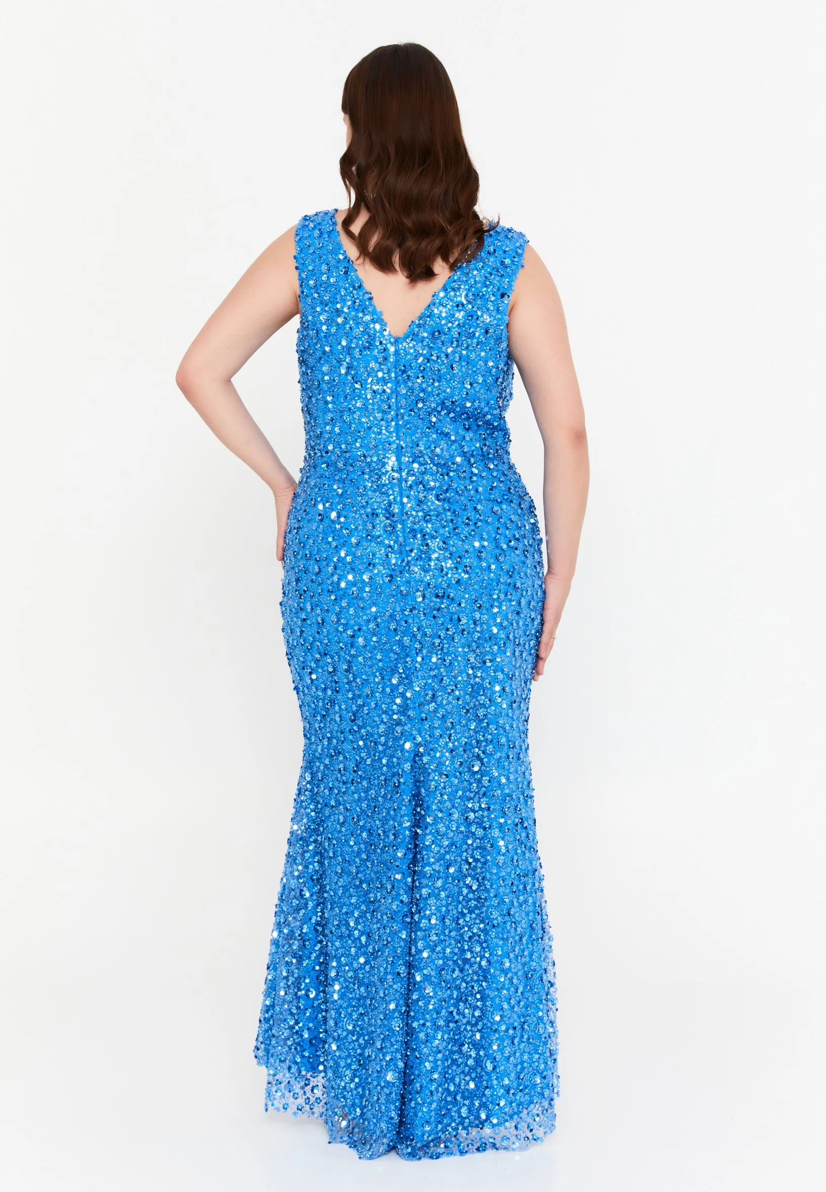 Sleeveless Maxi Tulle Mermaid Plus Size Wedding Guest Dress mtr99128 - Image 6