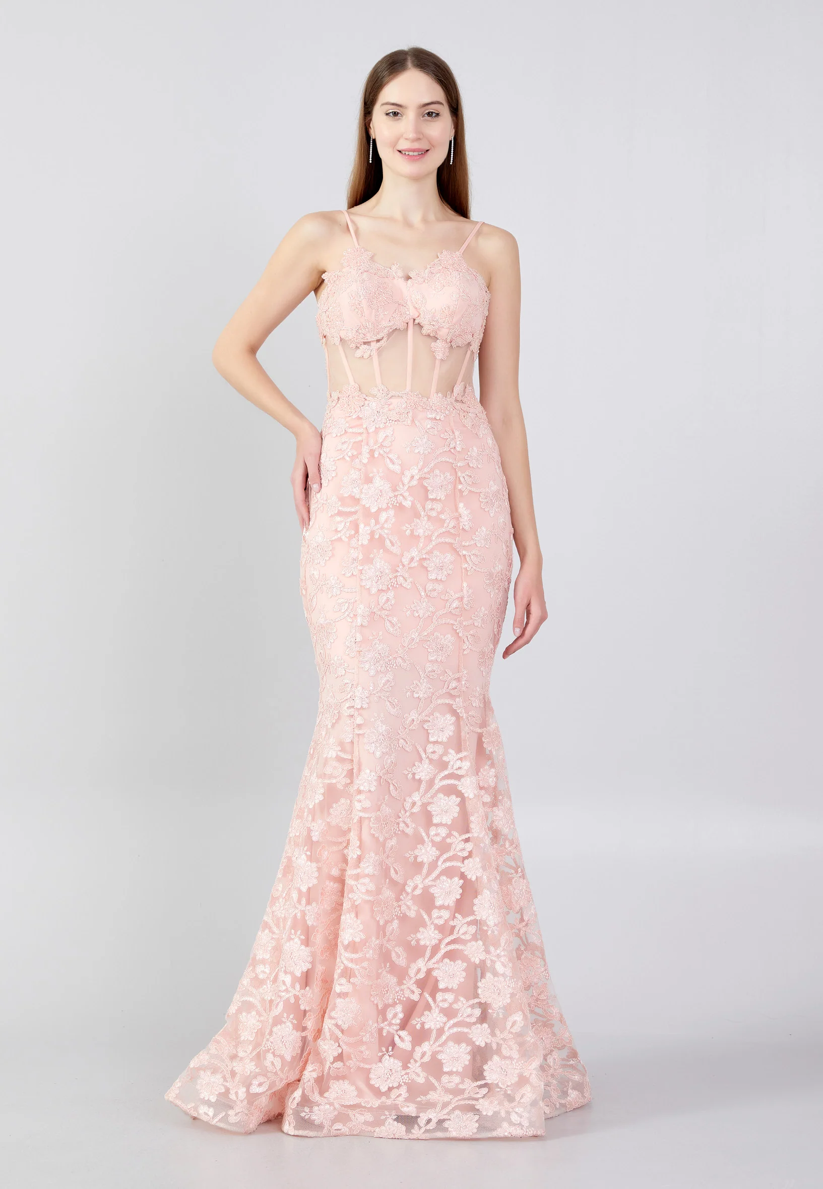 Sleeveless Maxi Tulle Mermaid Regular Evening Dress liw1088