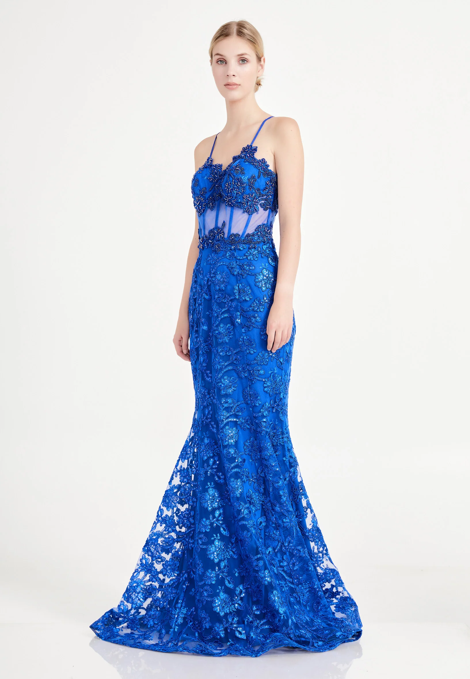Sleeveless Maxi Tulle Mermaid Regular Evening Dress liw1088 - Image 10