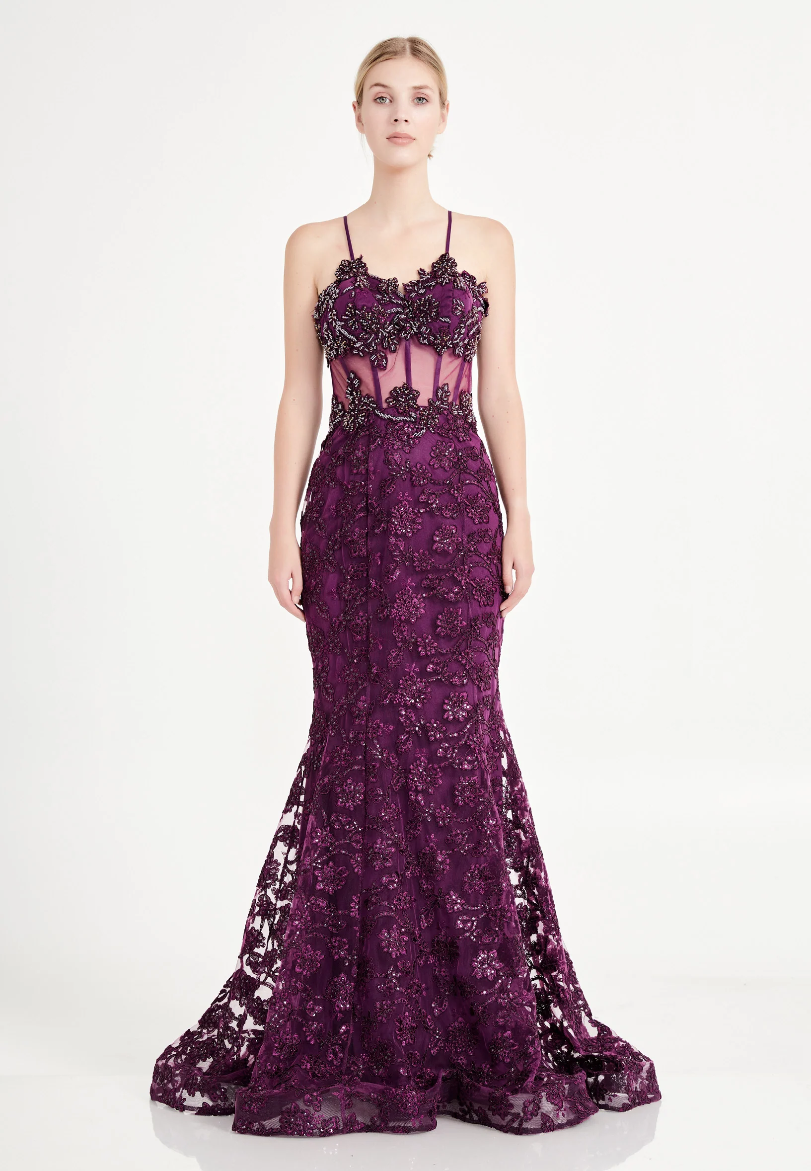 Sleeveless Maxi Tulle Mermaid Regular Evening Dress liw1088 - Image 5
