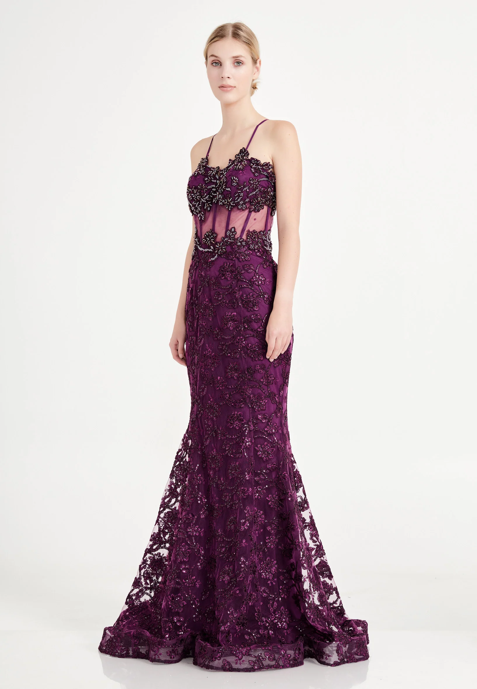Sleeveless Maxi Tulle Mermaid Regular Evening Dress liw1088 - Image 6