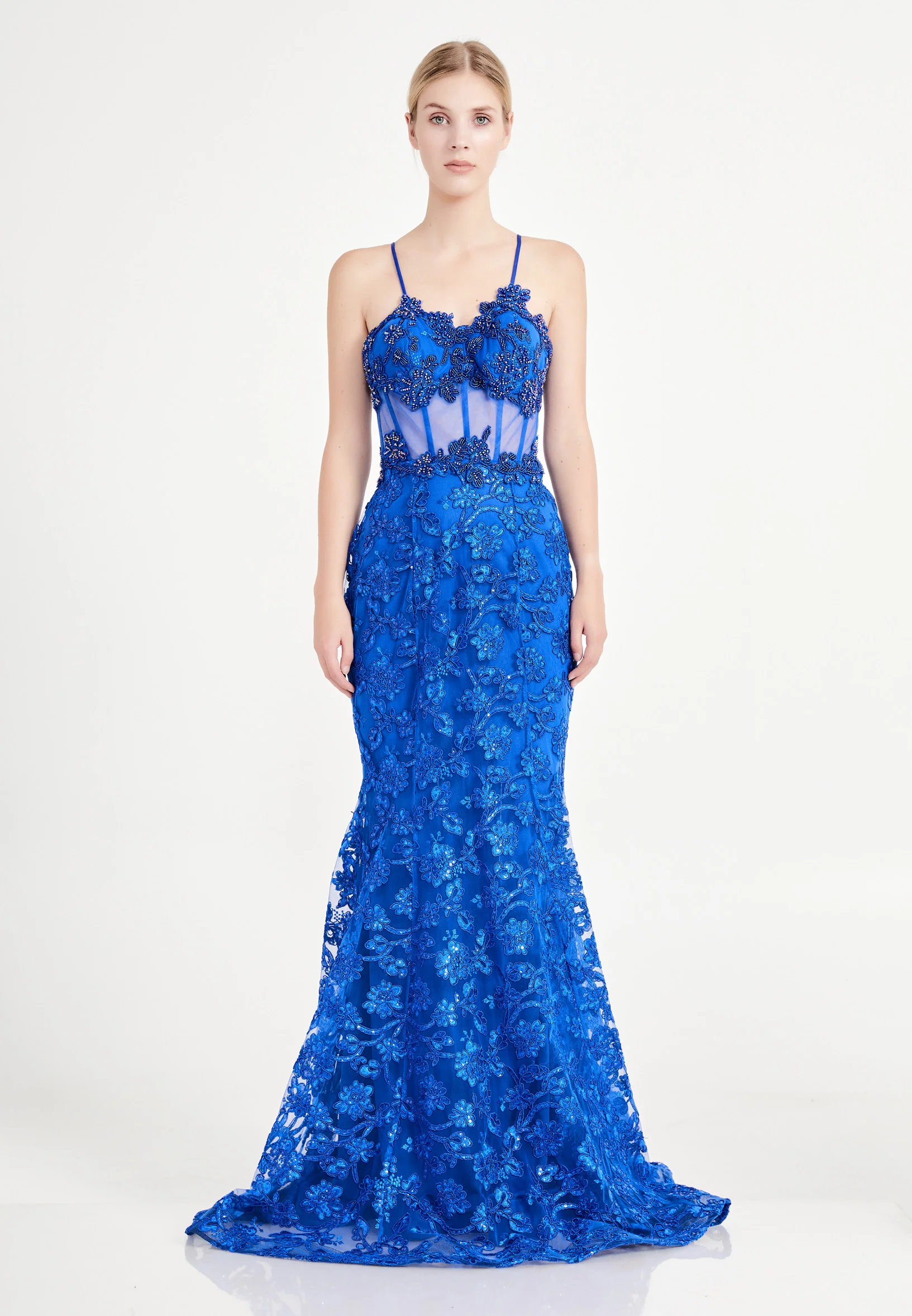 Sleeveless Maxi Tulle Mermaid Regular Evening Dress liw1088 - Image 8