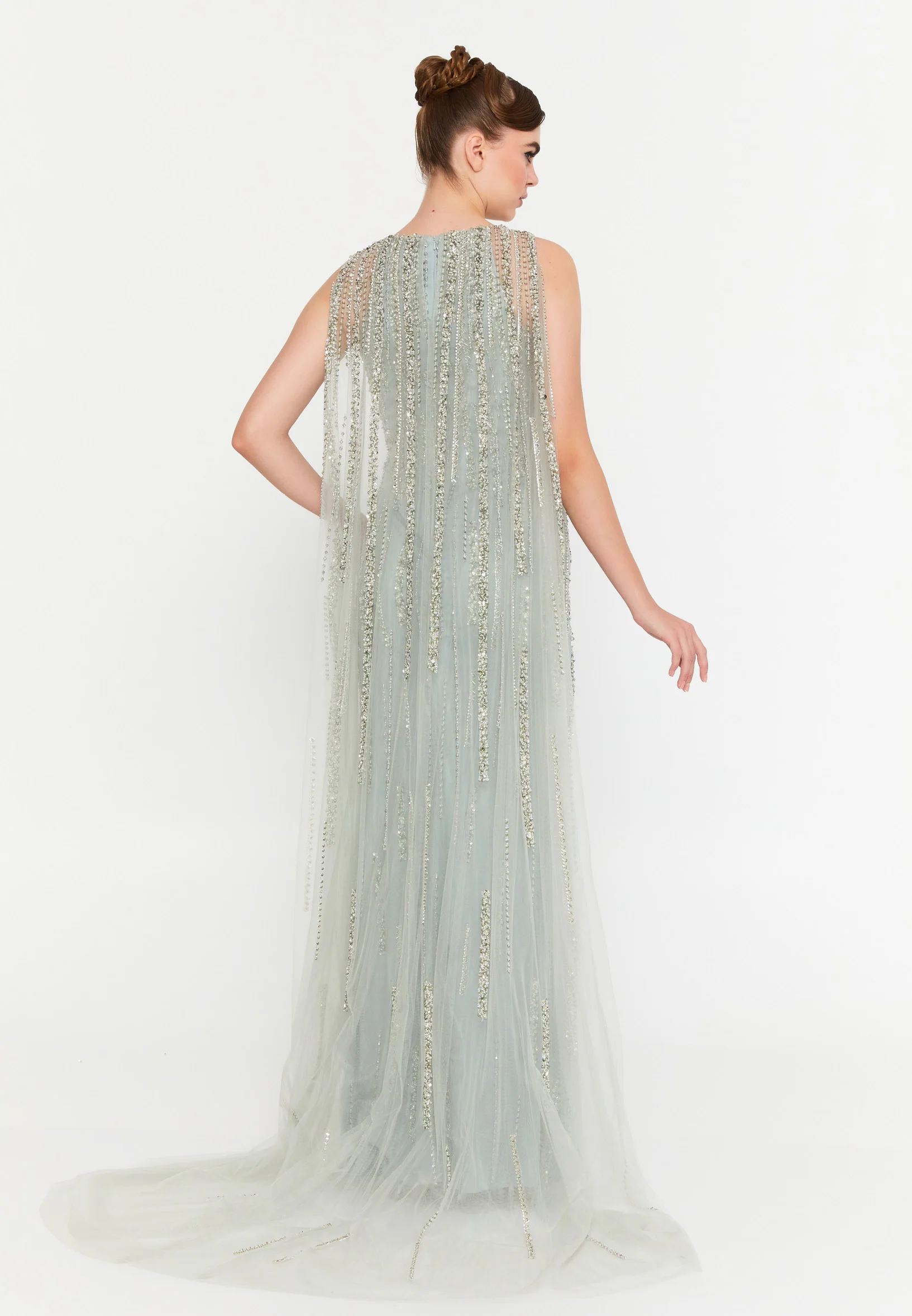 Sleeveless Maxi Tulle Mermaid Regular Prom Dress mti1301 - Image 10