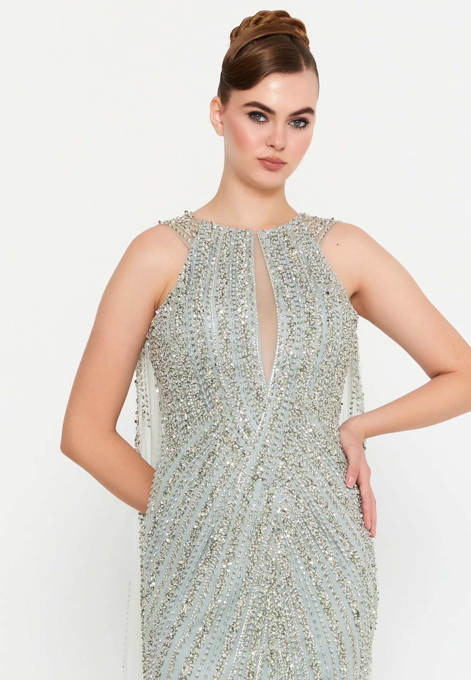 Sleeveless Maxi Tulle Mermaid Regular Prom Dress mti1301 - Image 12