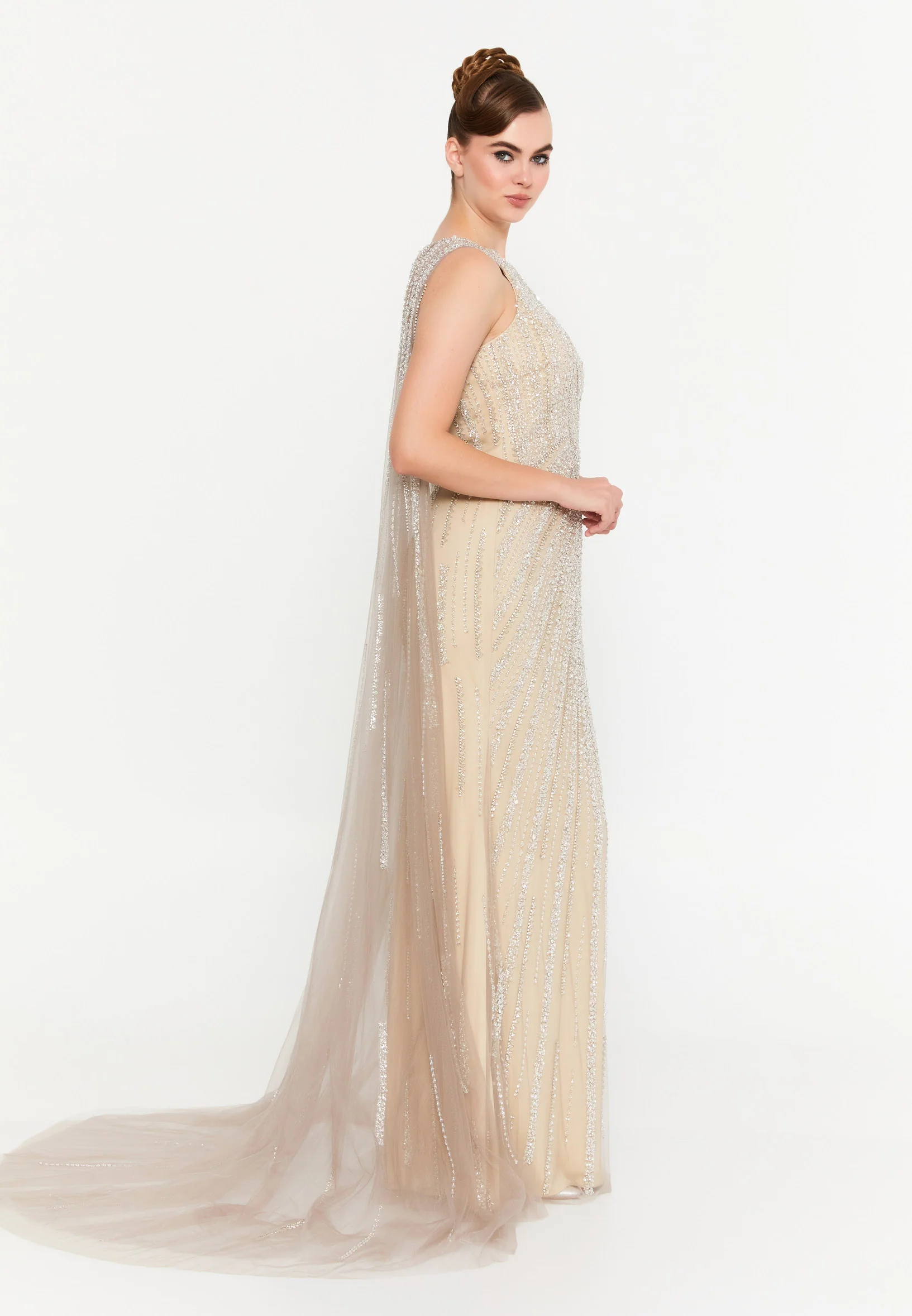 Sleeveless Maxi Tulle Mermaid Regular Prom Dress mti1301 - Image 3