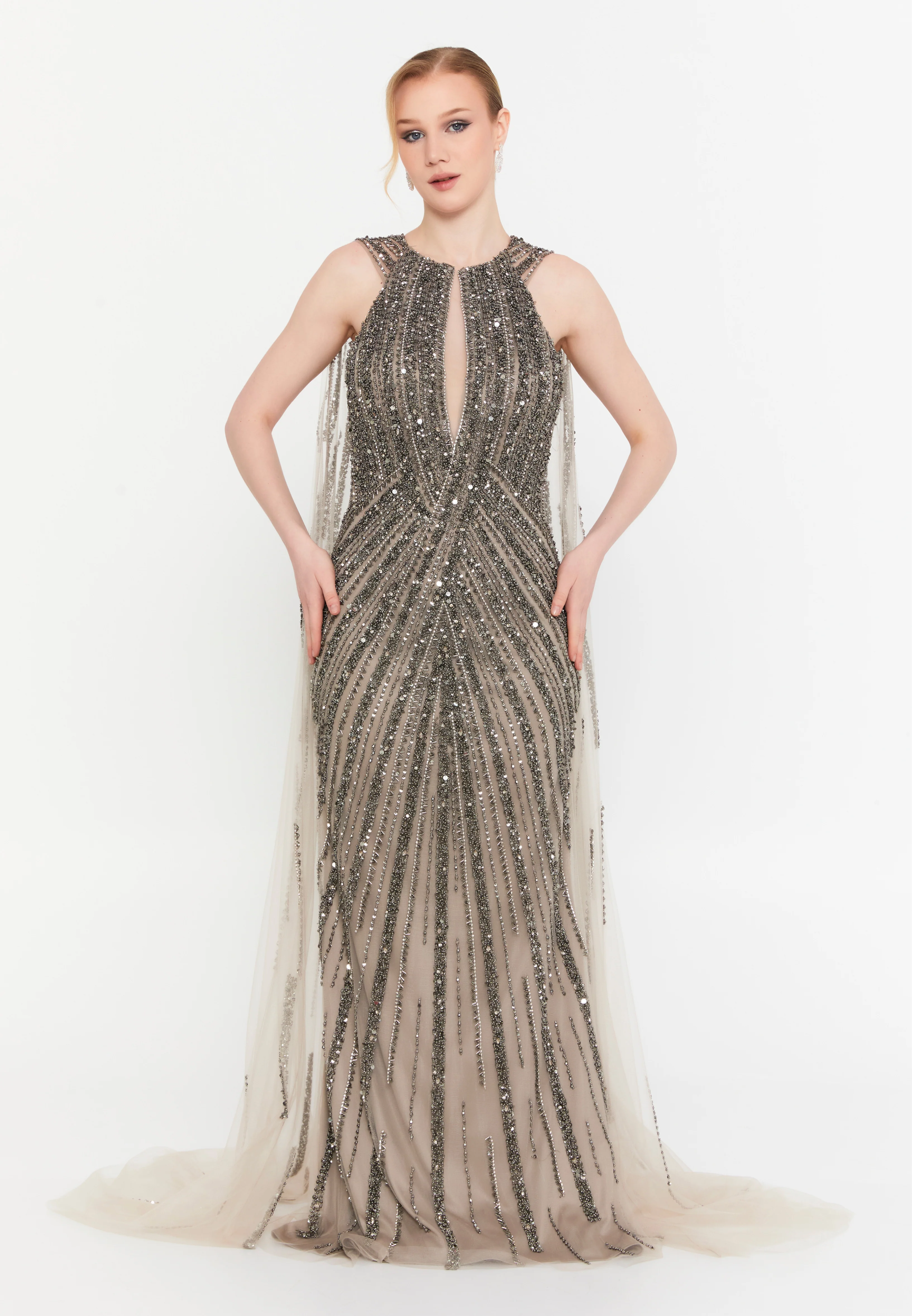 Sleeveless Maxi Tulle Mermaid Regular Prom Dress mti1301 - Image 5