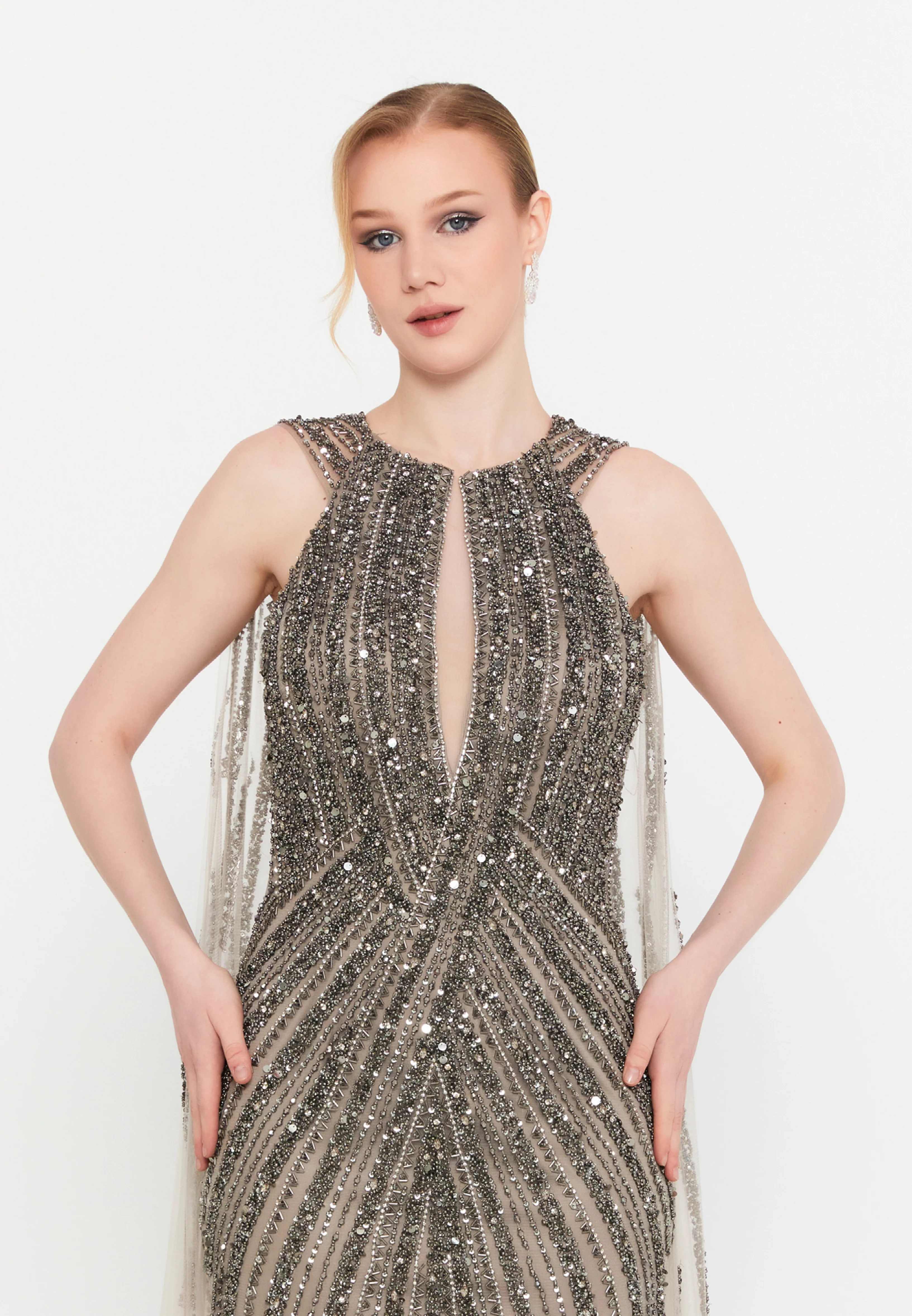 Sleeveless Maxi Tulle Mermaid Regular Prom Dress mti1301 - Image 8