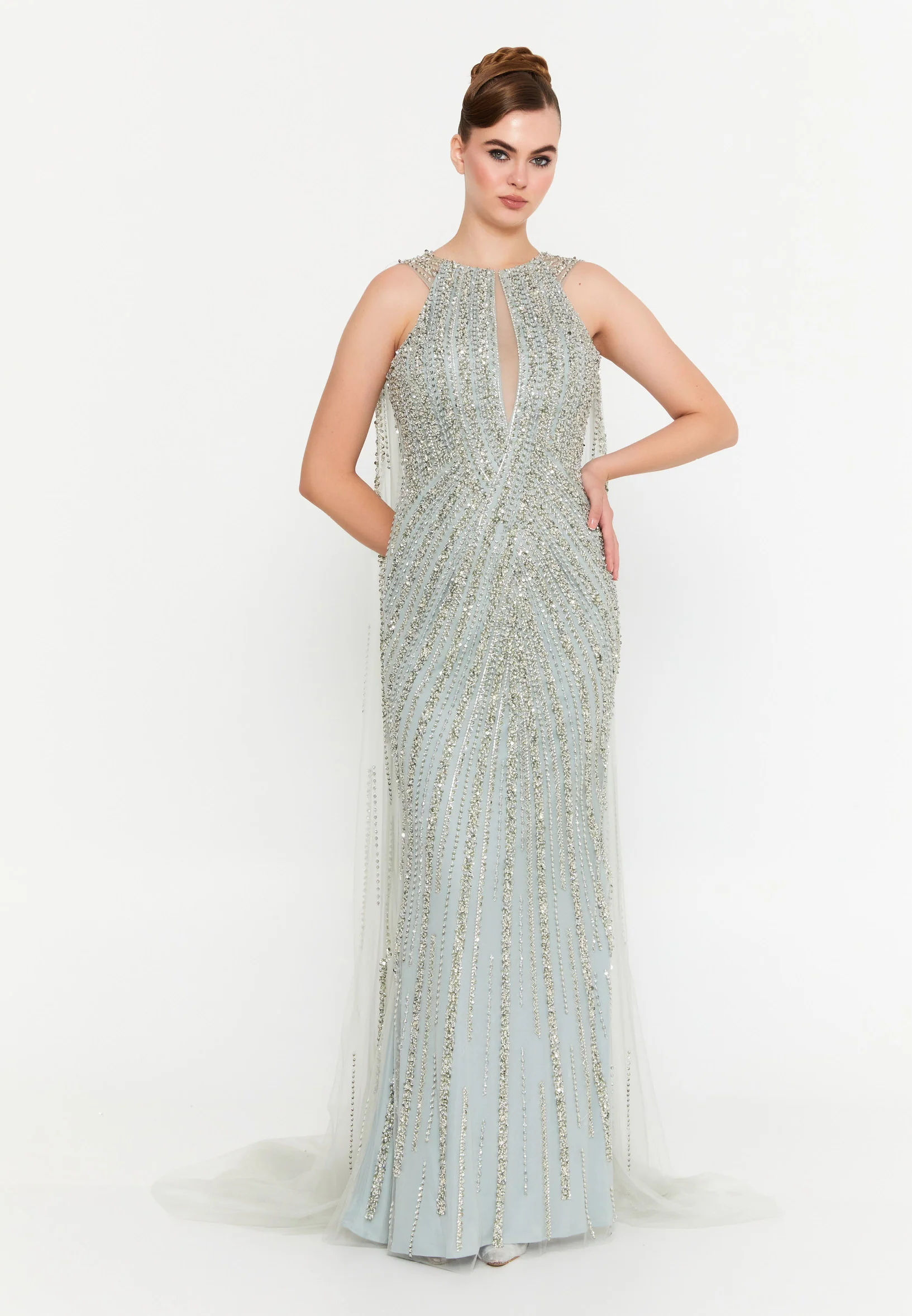 Sleeveless Maxi Tulle Mermaid Regular Prom Dress mti1301 - Image 9