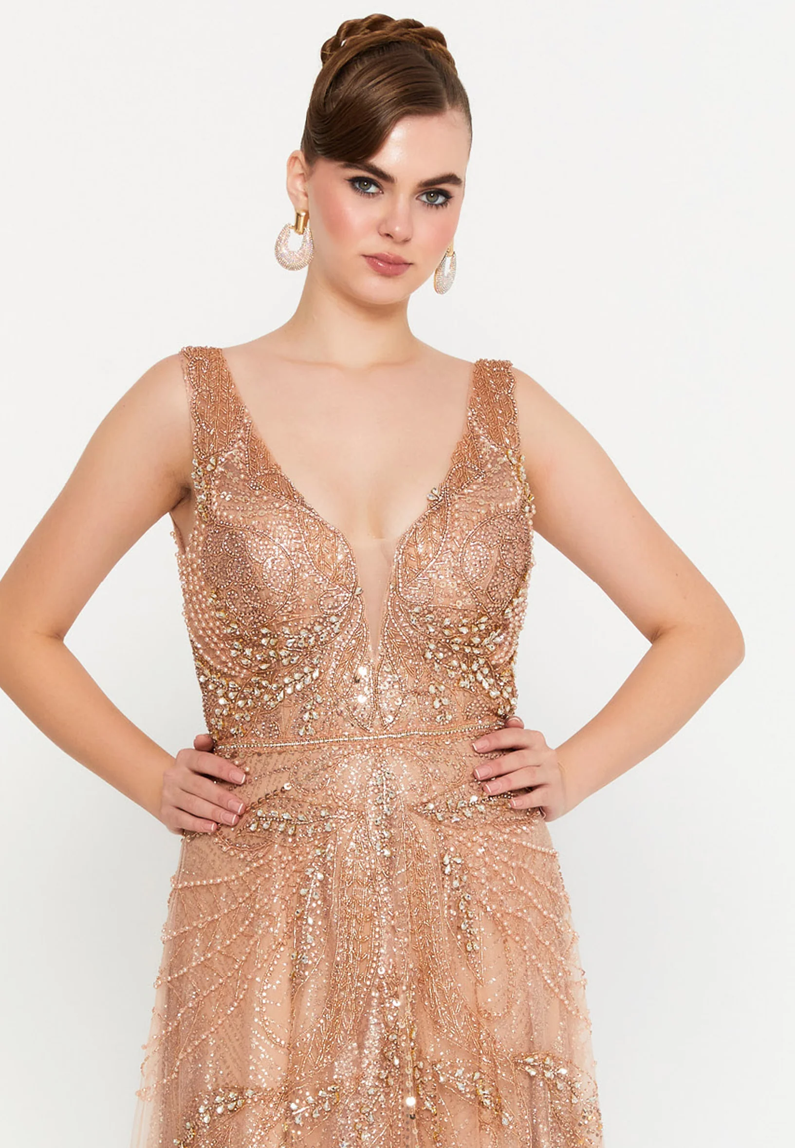 Sleeveless Maxi Tulle Mermaid Regular Prom Dress mti1404 - Image 8
