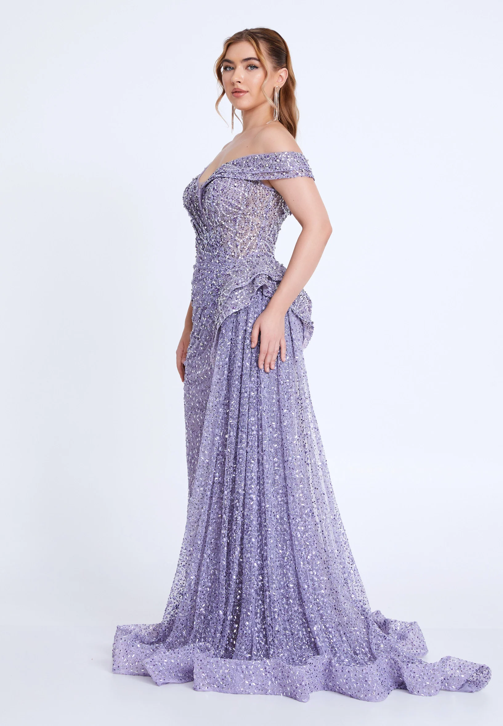 Sleeveless Maxi Tulle Mermaid Regular Prom Dress mti80102 - Image 7