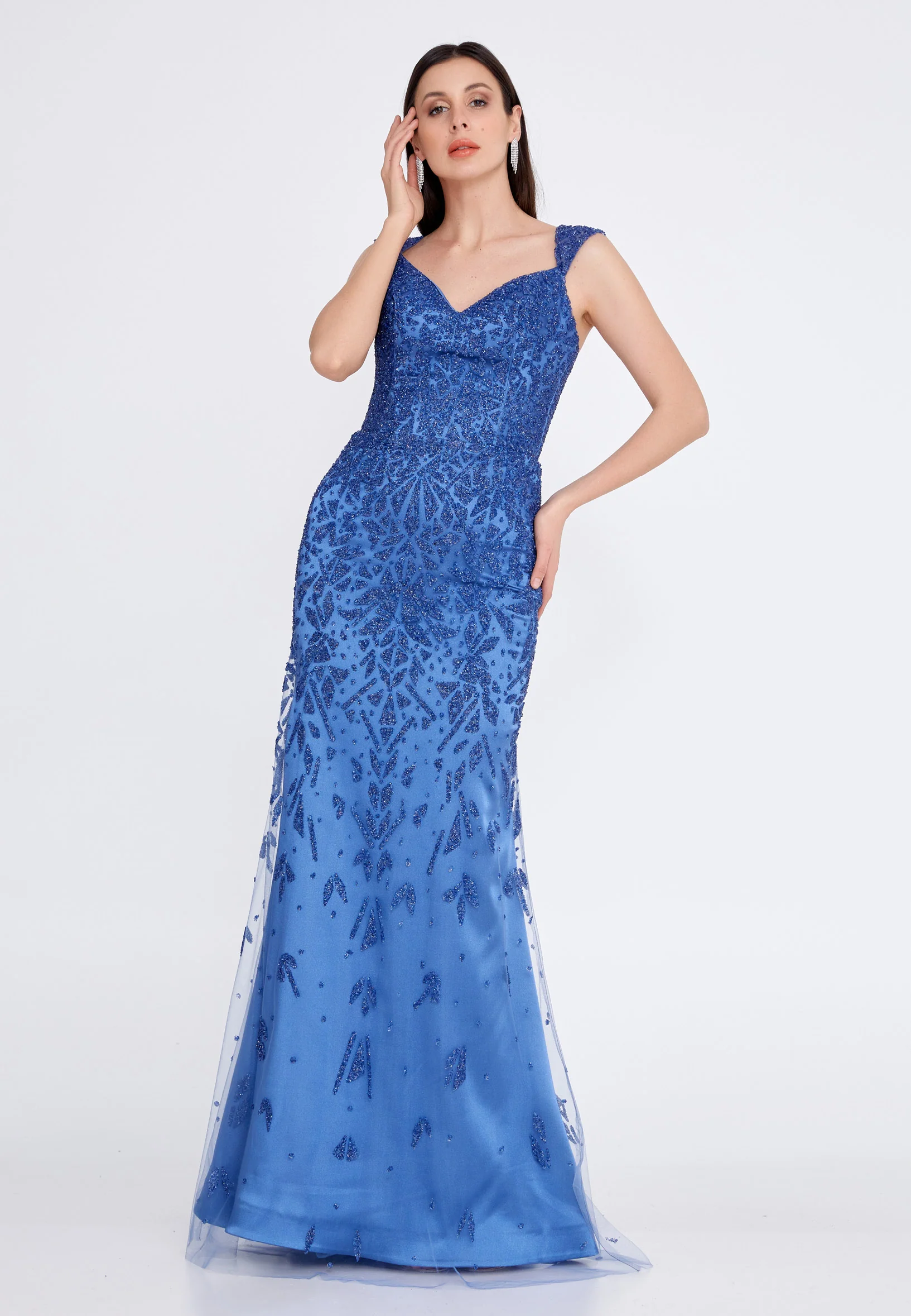 Sleeveless Maxi Tulle Mermaid Regular Wedding Guest Dress aln1535 - Image 13