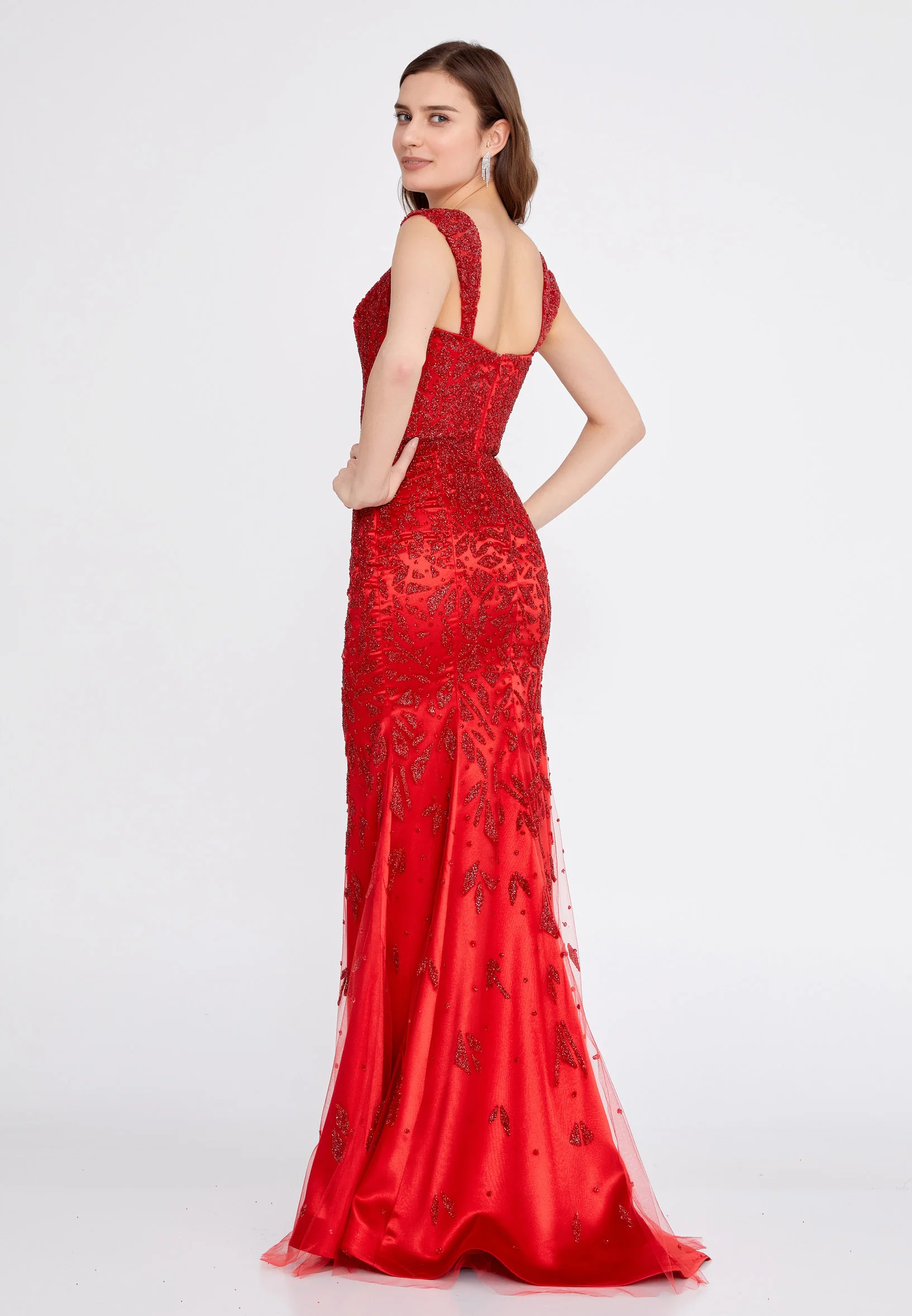 Sleeveless Maxi Tulle Mermaid Regular Wedding Guest Dress aln1535 - Image 22