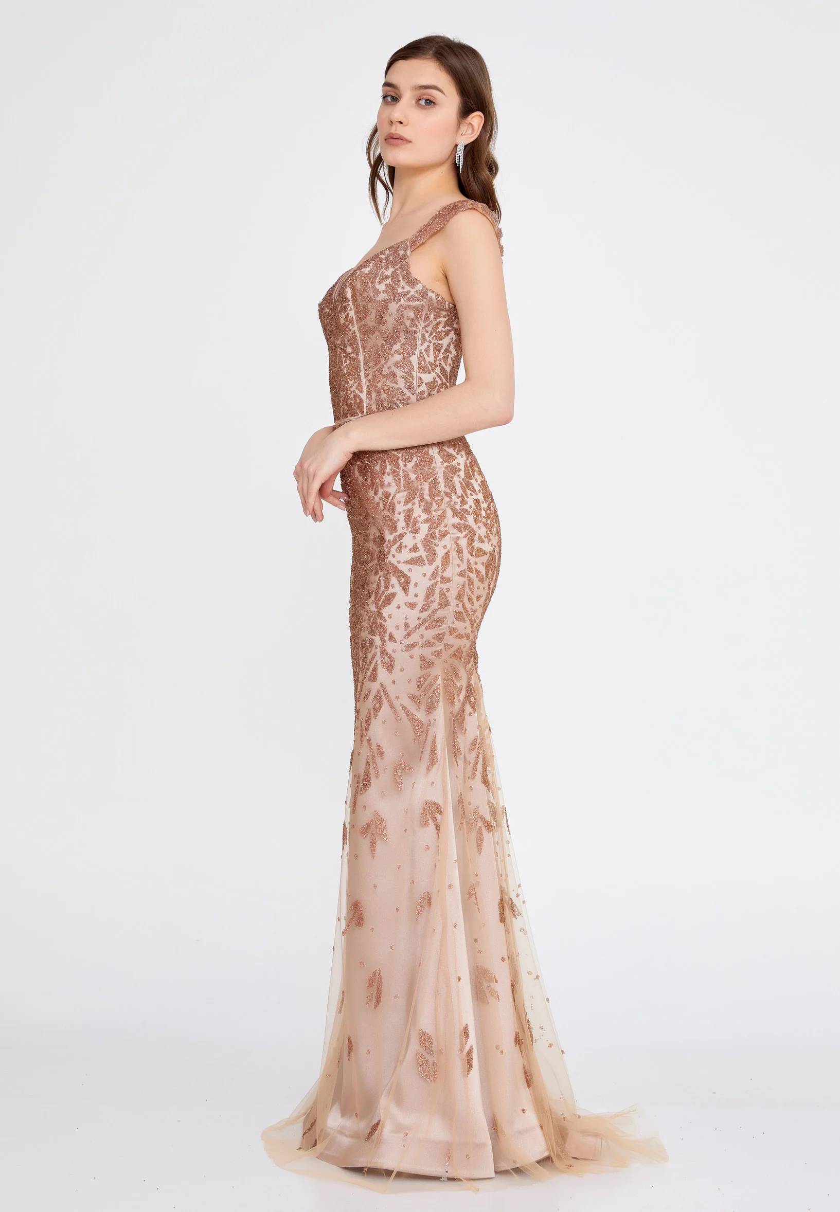 Sleeveless Maxi Tulle Mermaid Regular Wedding Guest Dress aln1535 - Image 7