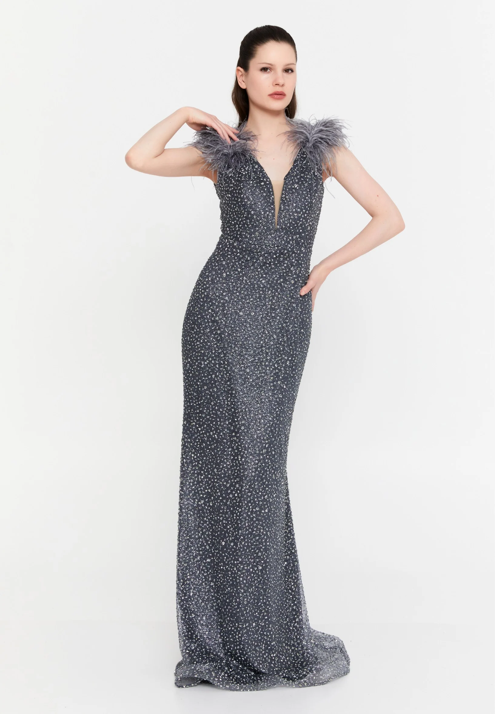Sleeveless Maxi Tulle Mermaid Regular Wedding Guest Dress aln1691