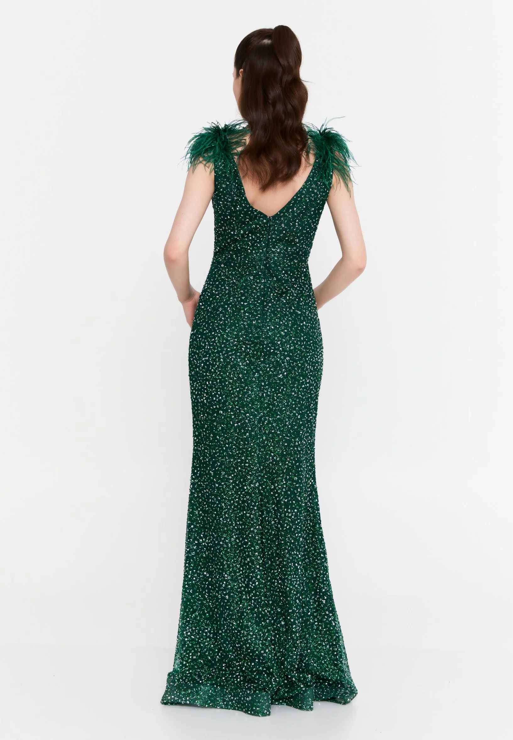 Sleeveless Maxi Tulle Mermaid Regular Wedding Guest Dress aln1691 - Image 10