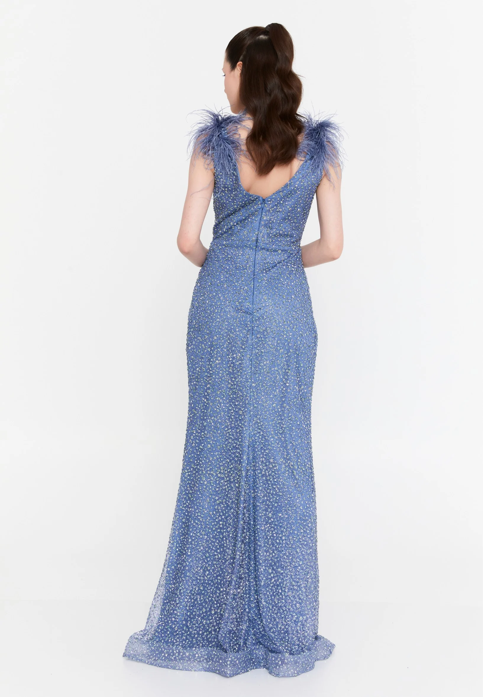 Sleeveless Maxi Tulle Mermaid Regular Wedding Guest Dress aln1691 - Image 14