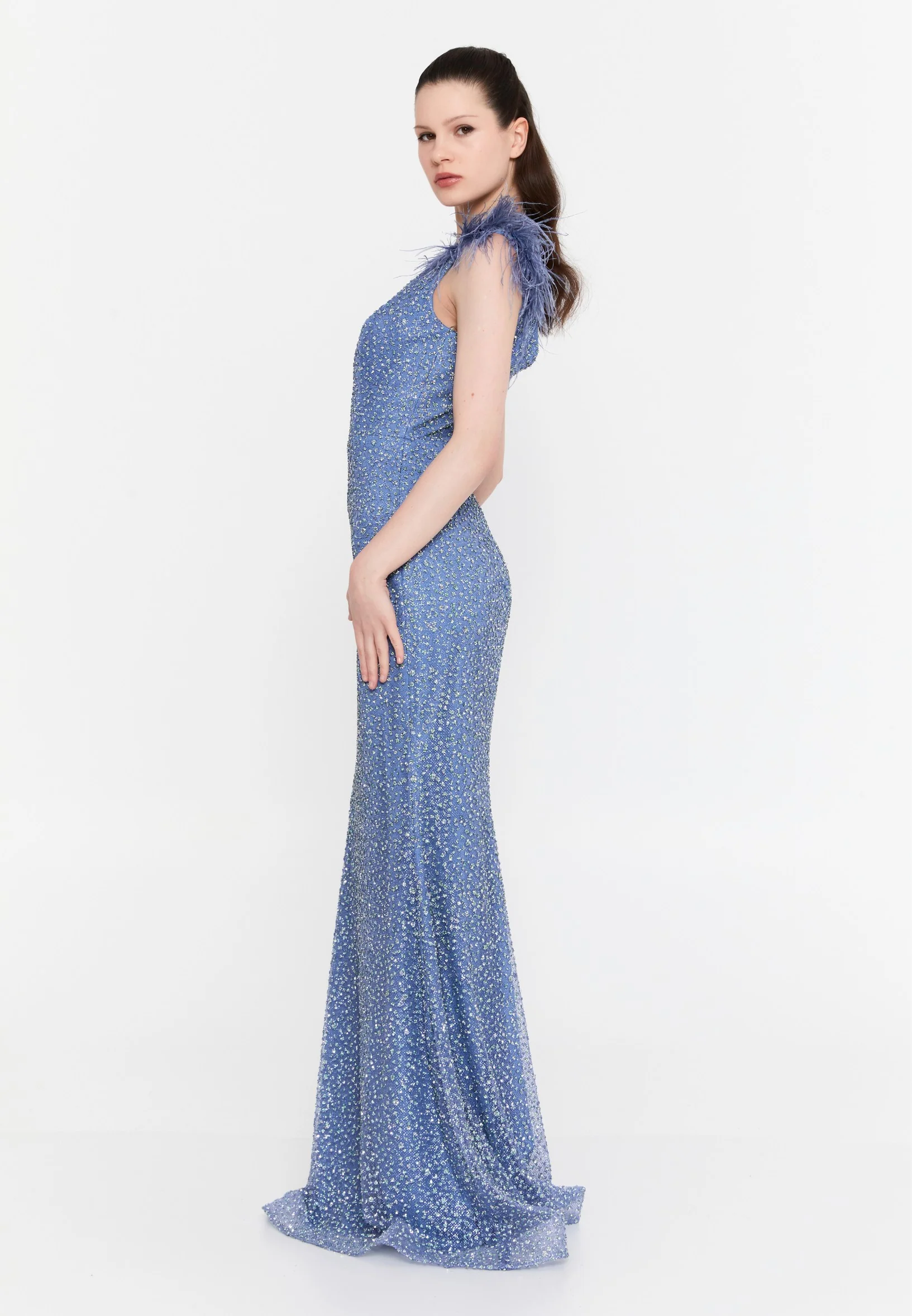 Sleeveless Maxi Tulle Mermaid Regular Wedding Guest Dress aln1691 - Image 15