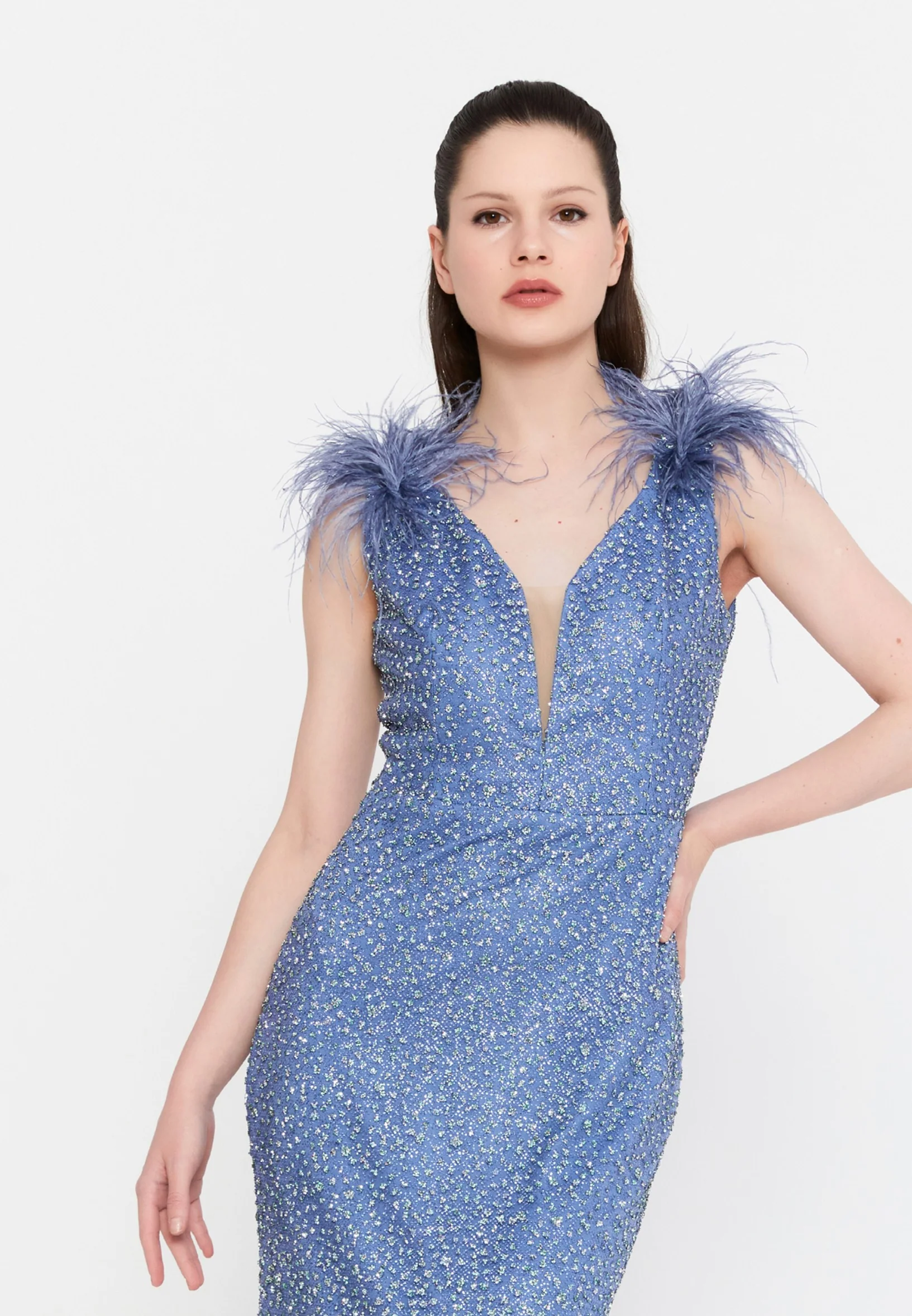 Sleeveless Maxi Tulle Mermaid Regular Wedding Guest Dress aln1691 - Image 16