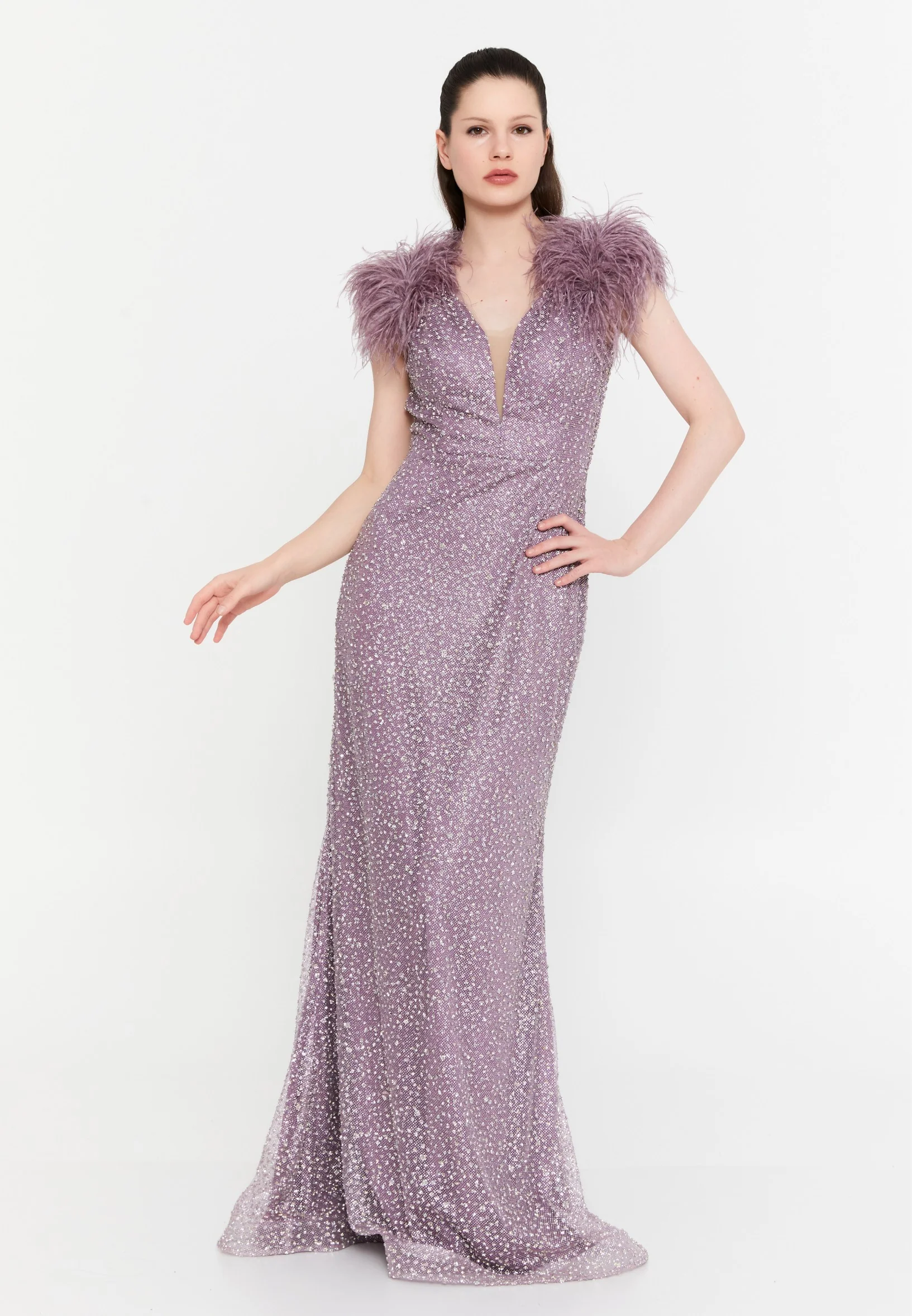 Sleeveless Maxi Tulle Mermaid Regular Wedding Guest Dress aln1691 - Image 17