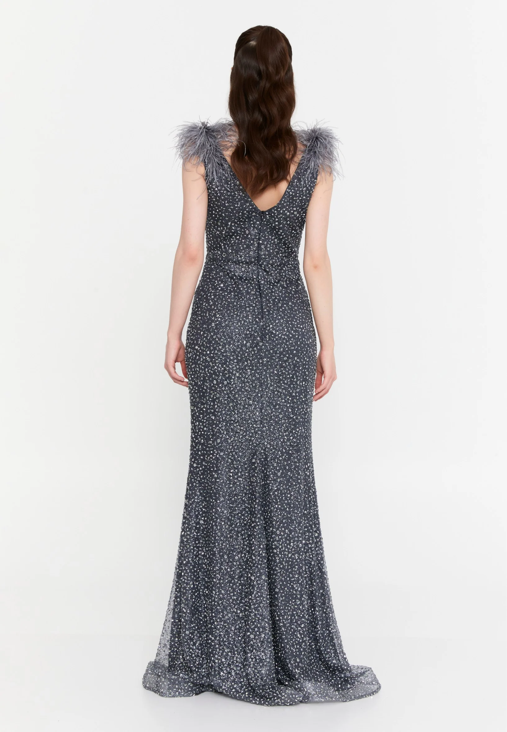 Sleeveless Maxi Tulle Mermaid Regular Wedding Guest Dress aln1691 - Image 2