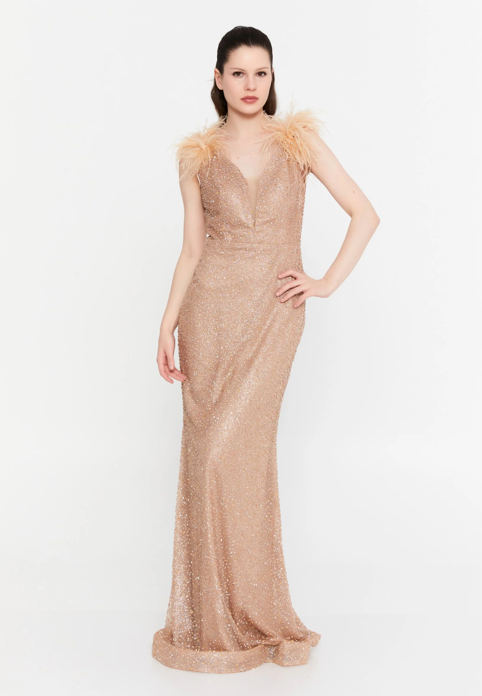 Sleeveless Maxi Tulle Mermaid Regular Wedding Guest Dress aln1691 - Image 21