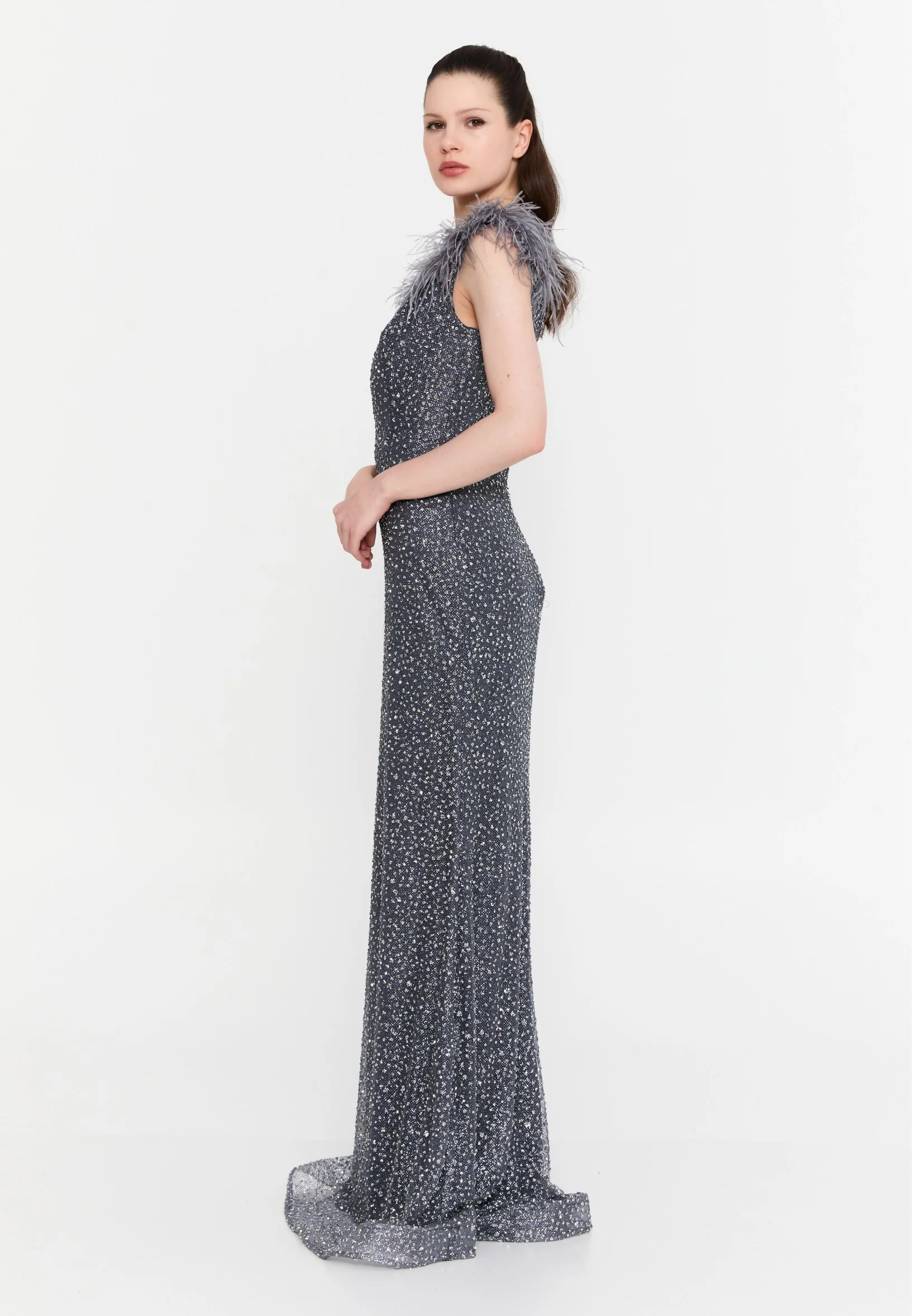 Sleeveless Maxi Tulle Mermaid Regular Wedding Guest Dress aln1691 - Image 3