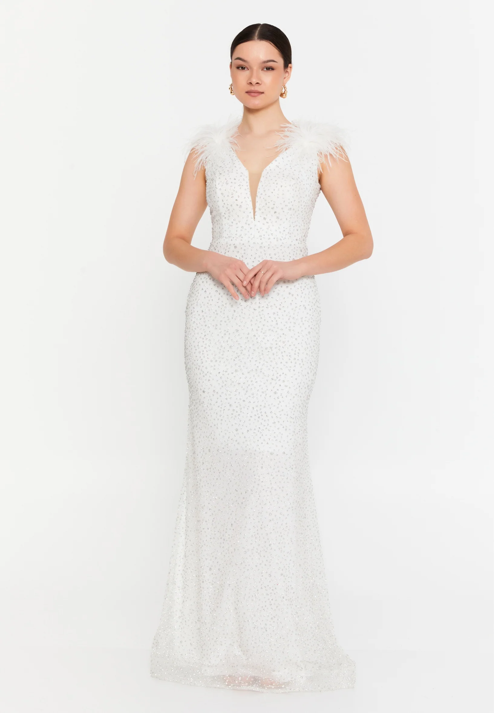 Sleeveless Maxi Tulle Mermaid Regular Wedding Guest Dress aln1691 - Image 5