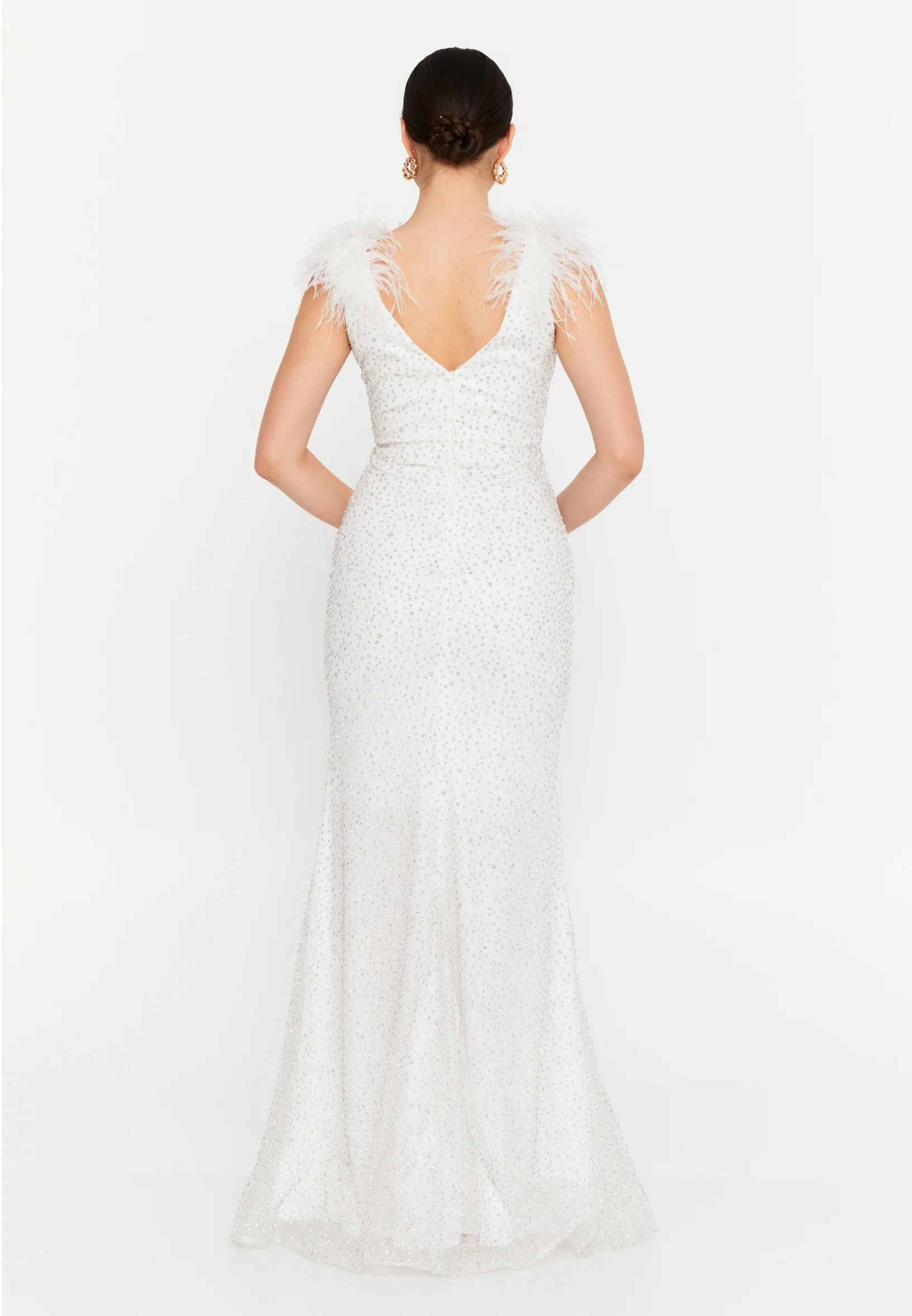 Sleeveless Maxi Tulle Mermaid Regular Wedding Guest Dress aln1691 - Image 6