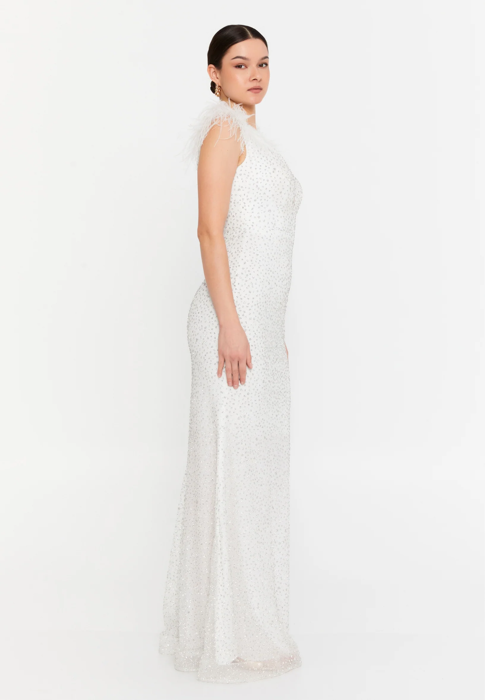 Sleeveless Maxi Tulle Mermaid Regular Wedding Guest Dress aln1691 - Image 7