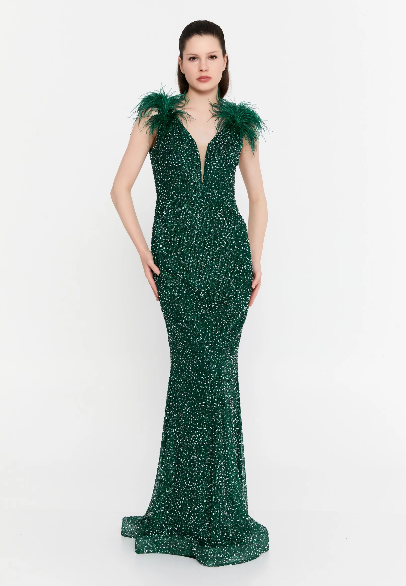 Sleeveless Maxi Tulle Mermaid Regular Wedding Guest Dress aln1691 - Image 9