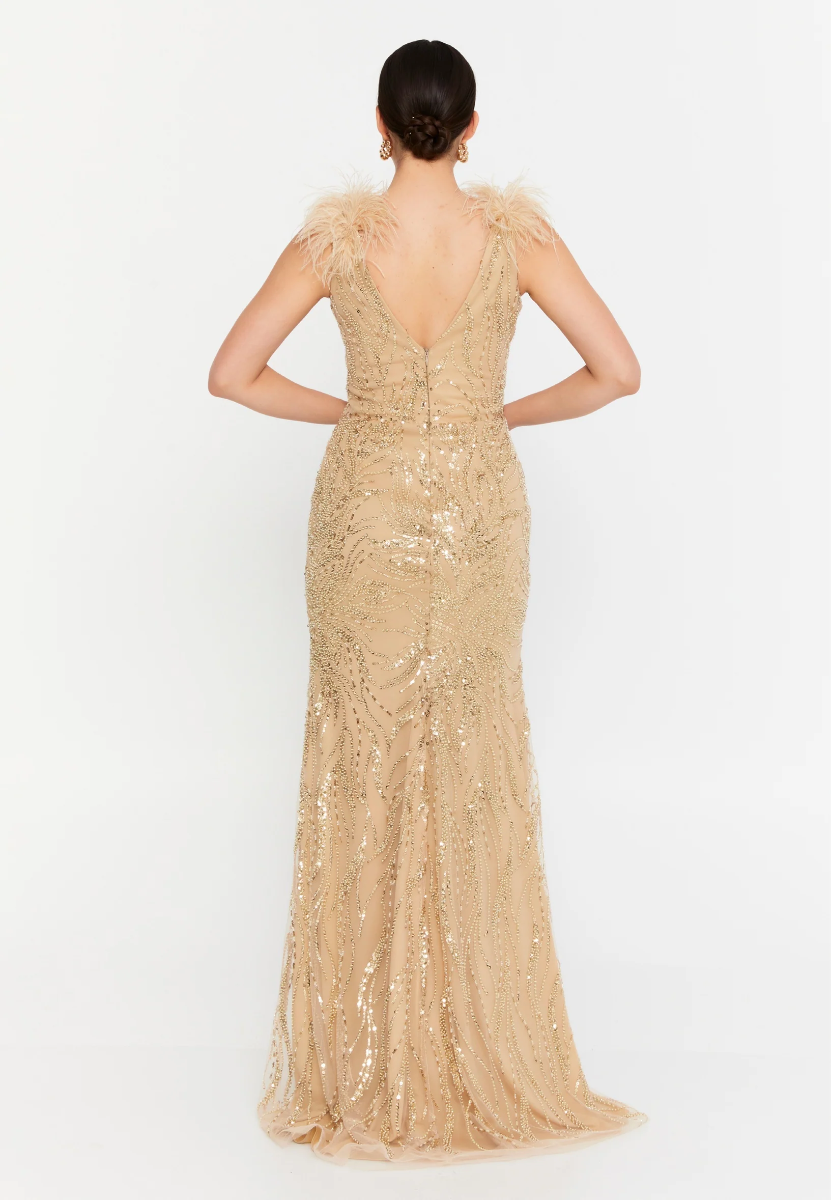 Sleeveless Maxi Tulle Mermaid Regular Wedding Guest Dress aln1830 - Image 10
