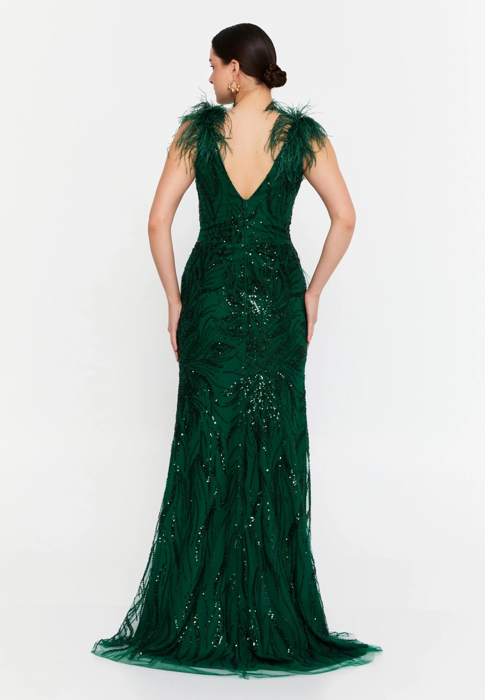Sleeveless Maxi Tulle Mermaid Regular Wedding Guest Dress aln1830 - Image 2