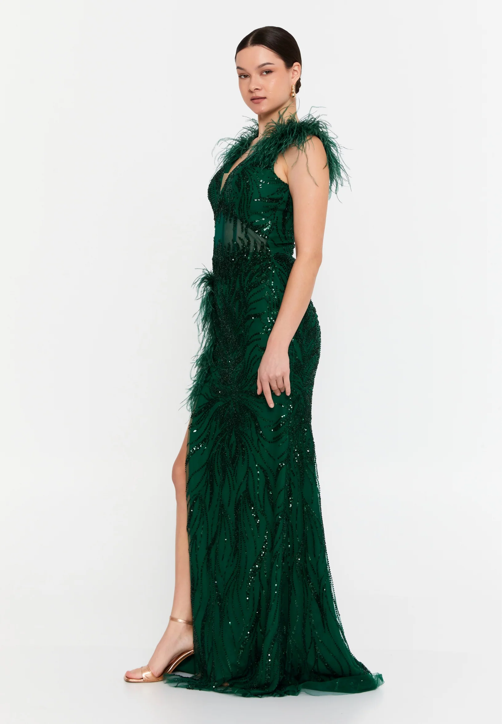Sleeveless Maxi Tulle Mermaid Regular Wedding Guest Dress aln1830 - Image 3