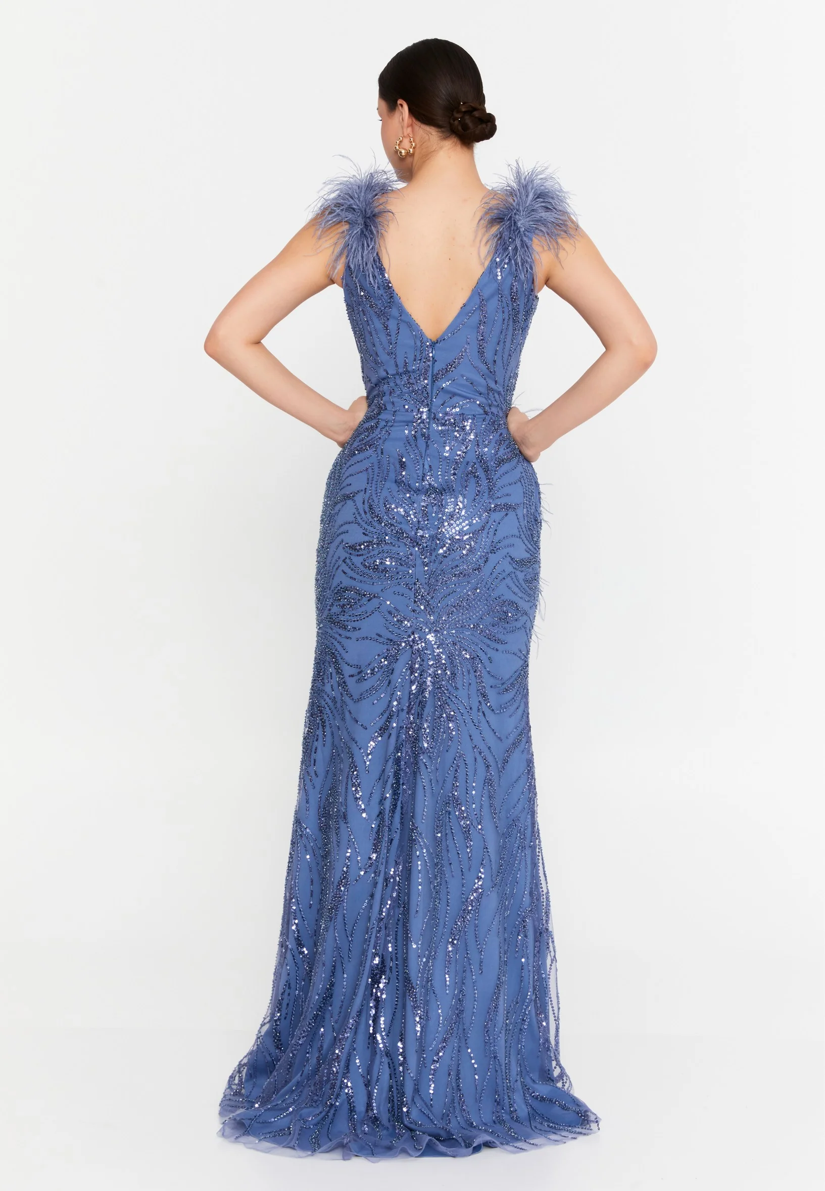 Sleeveless Maxi Tulle Mermaid Regular Wedding Guest Dress aln1830 - Image 6