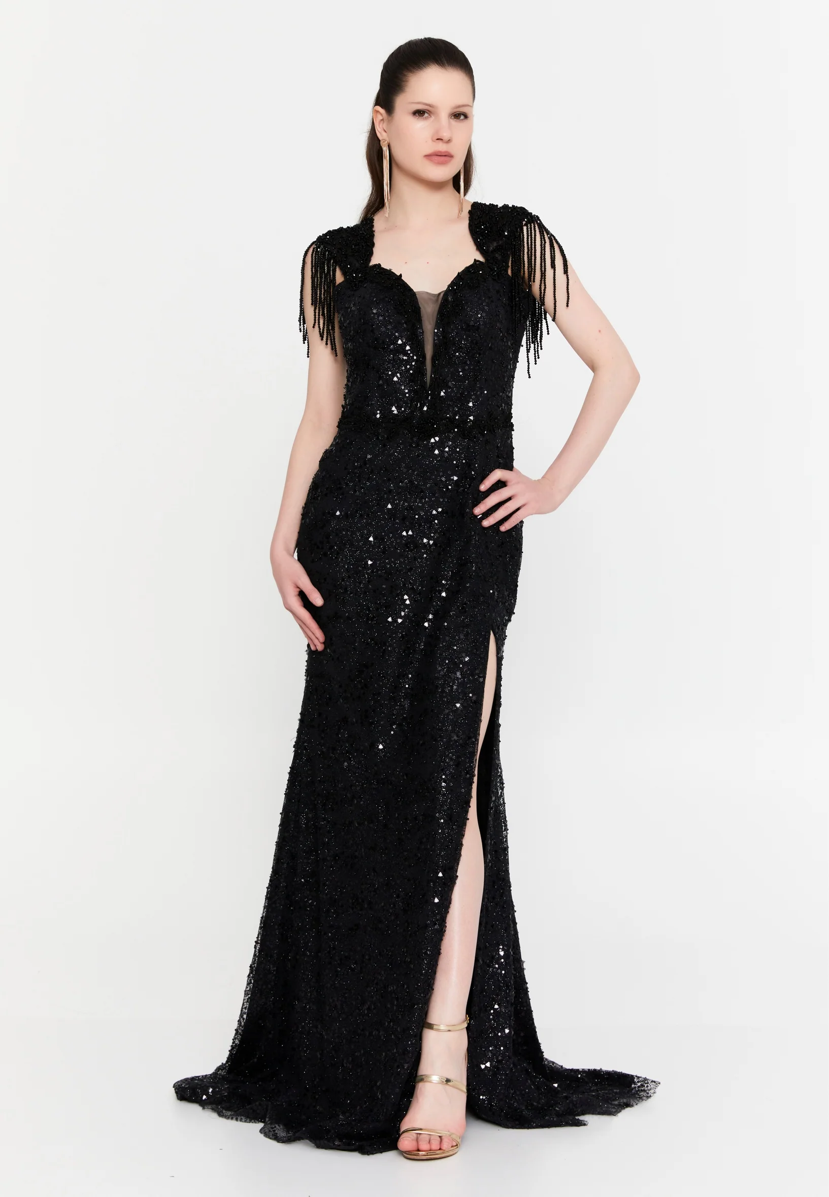 Sleeveless Maxi Tulle Mermaid Regular Wedding Guest Dress aln1891