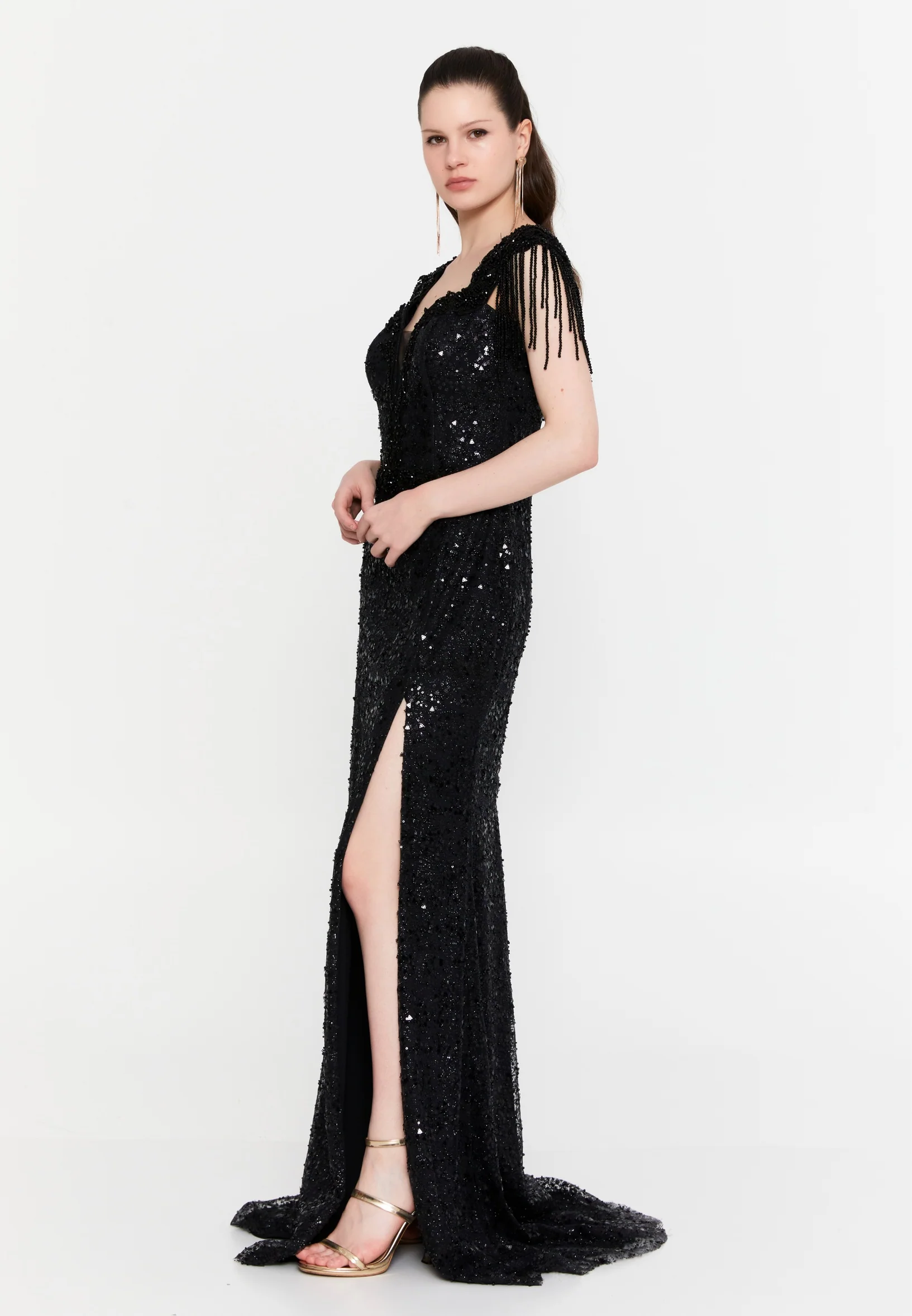 Sleeveless Maxi Tulle Mermaid Regular Wedding Guest Dress aln1891 - Image 3