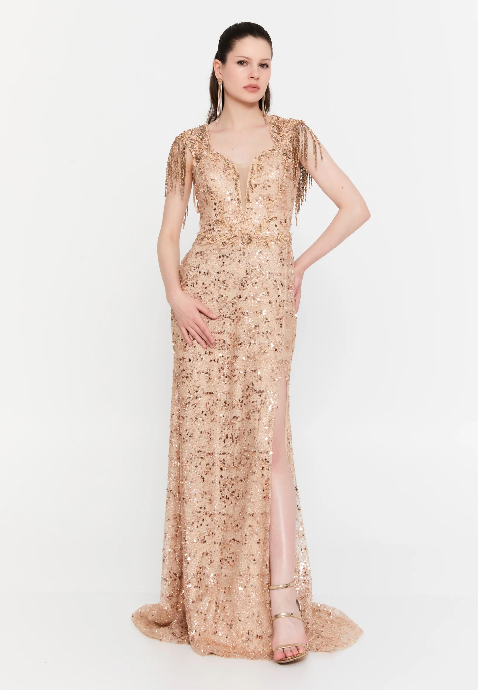 Sleeveless Maxi Tulle Mermaid Regular Wedding Guest Dress aln1891 - Image 5