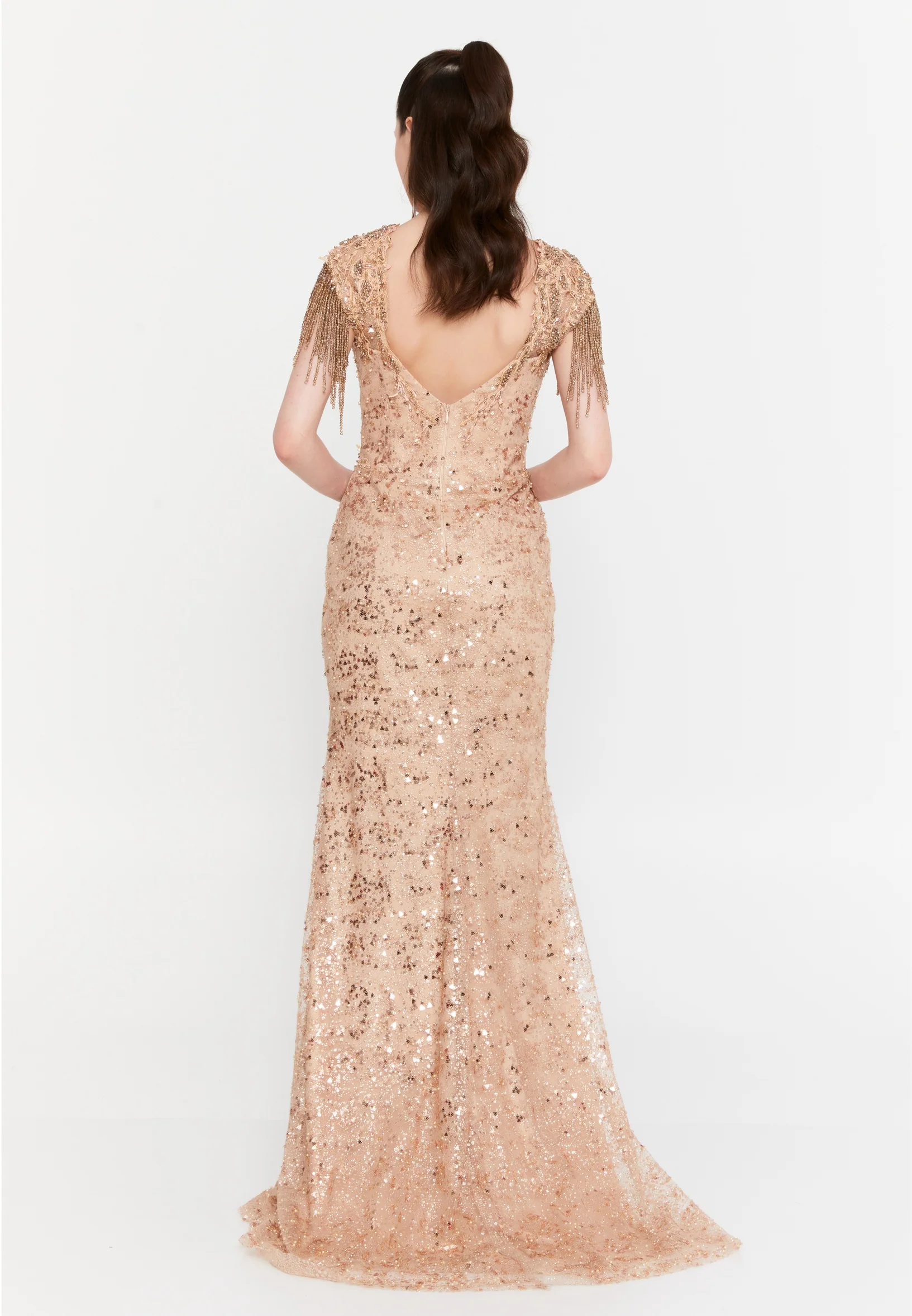 Sleeveless Maxi Tulle Mermaid Regular Wedding Guest Dress aln1891 - Image 6