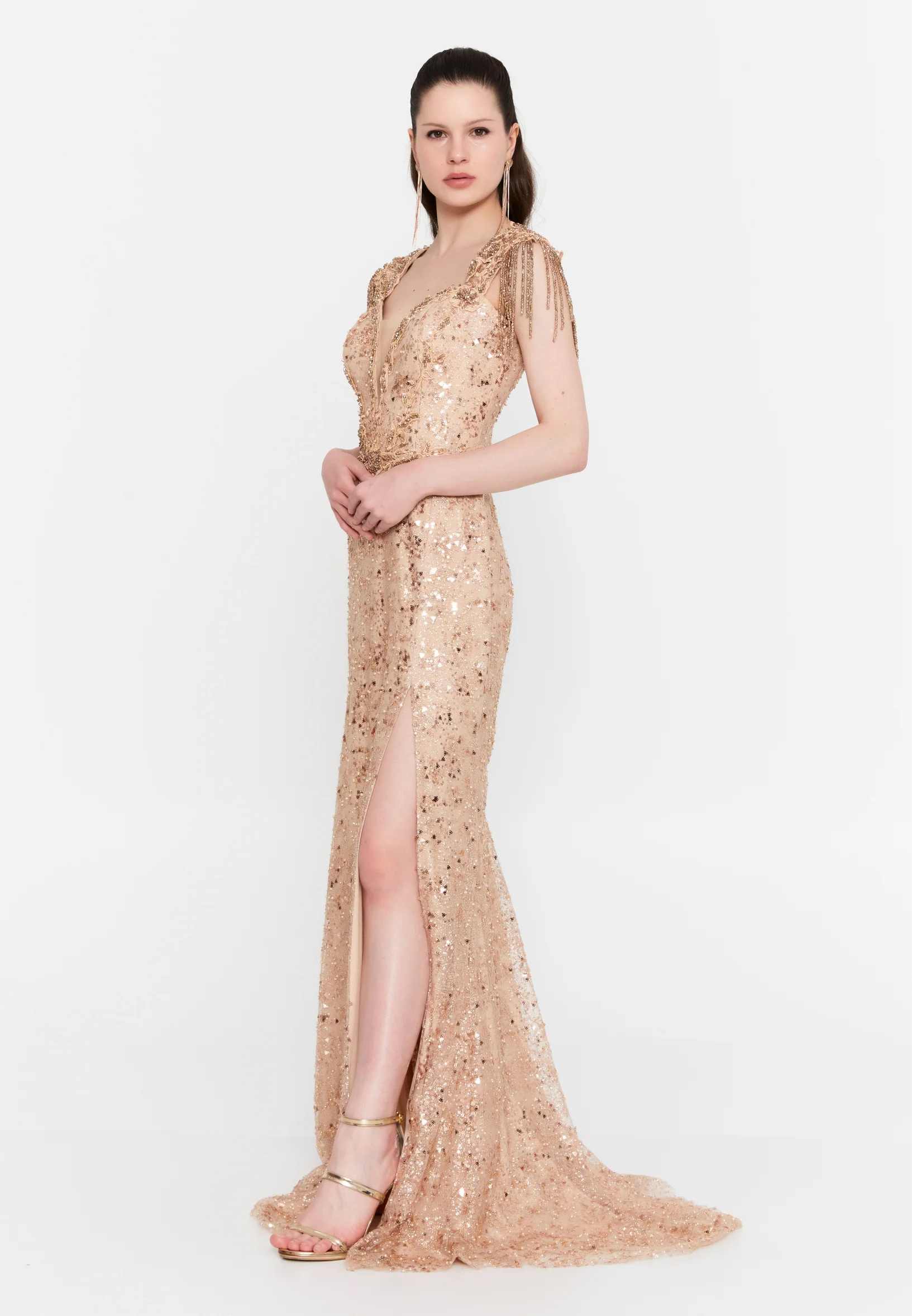 Sleeveless Maxi Tulle Mermaid Regular Wedding Guest Dress aln1891 - Image 7