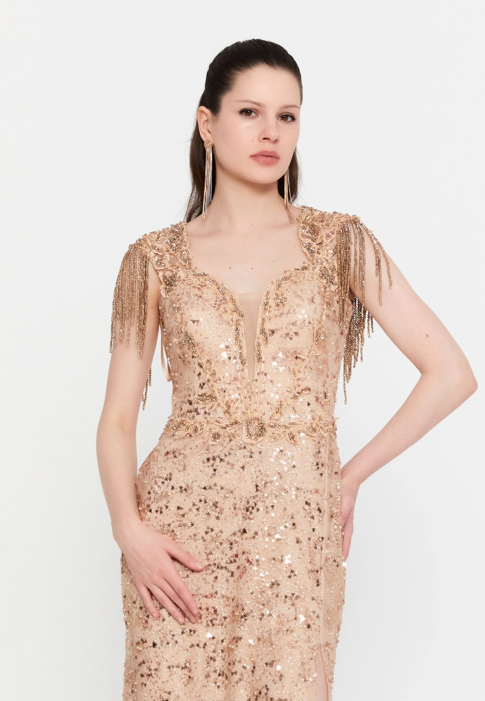 Sleeveless Maxi Tulle Mermaid Regular Wedding Guest Dress aln1891 - Image 8