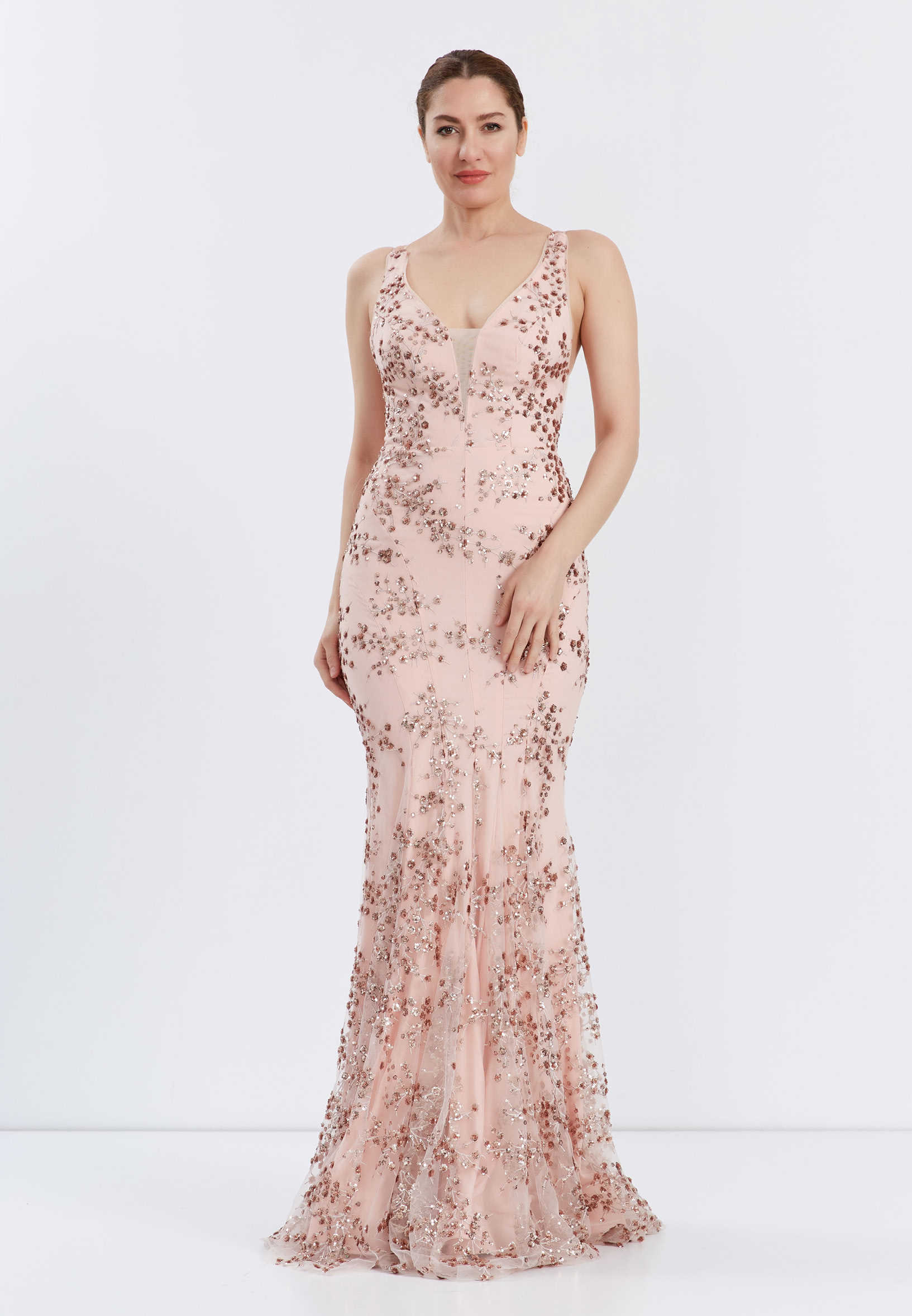Sleeveless Maxi Tulle Mermaid Regular Wedding Guest Dress frc6220 - Image 5