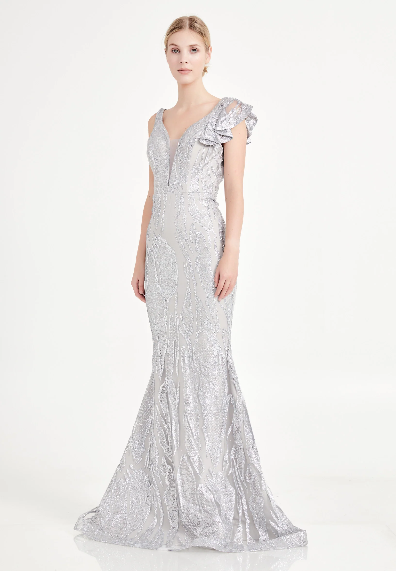 Sleeveless Maxi Tulle Mermaid Regular Wedding Guest Dress liw1161 - Image 11
