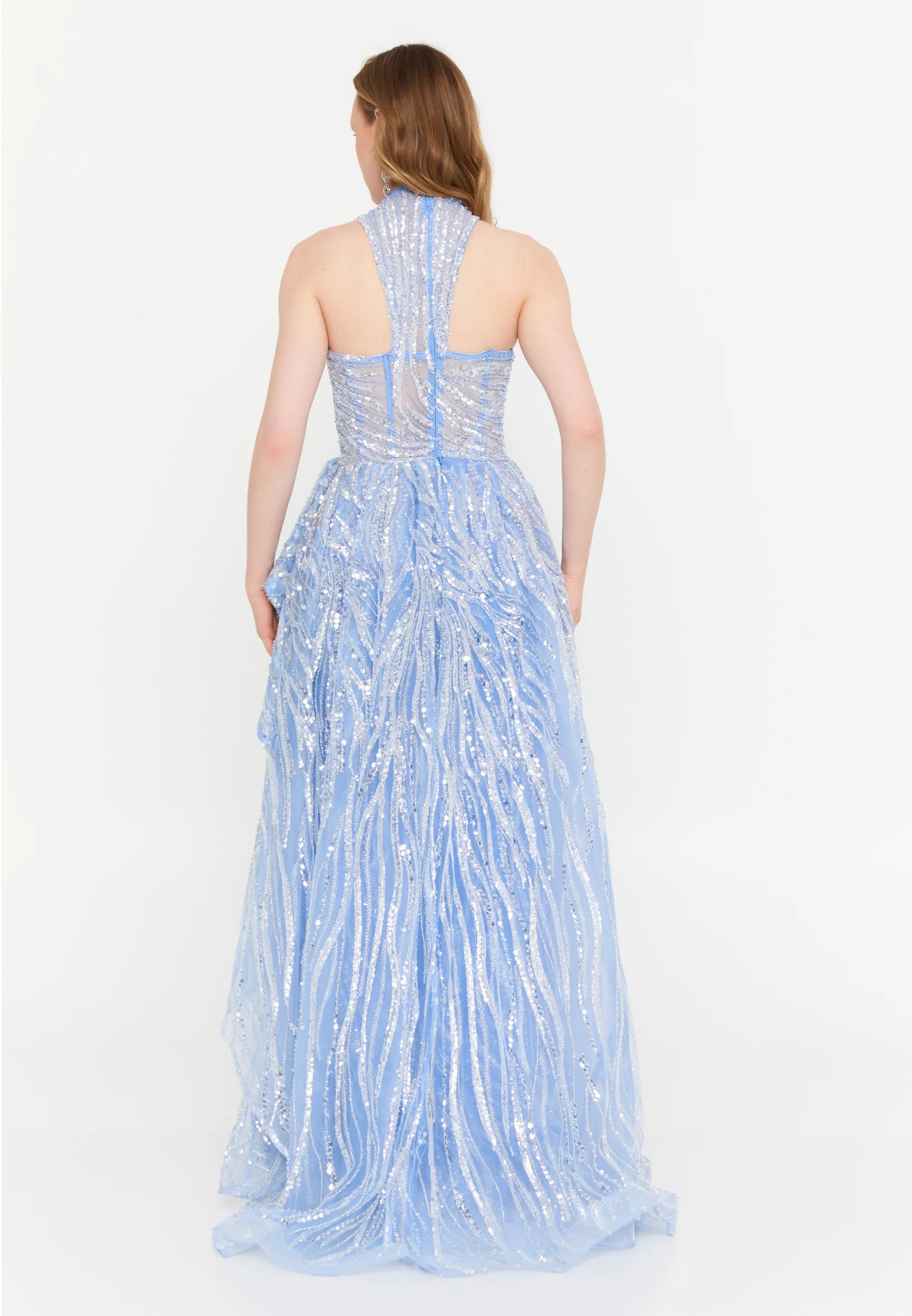 Sleeveless Maxi Tulle Mermaid Regular Wedding Guest Dress mtc1114 - Image 2