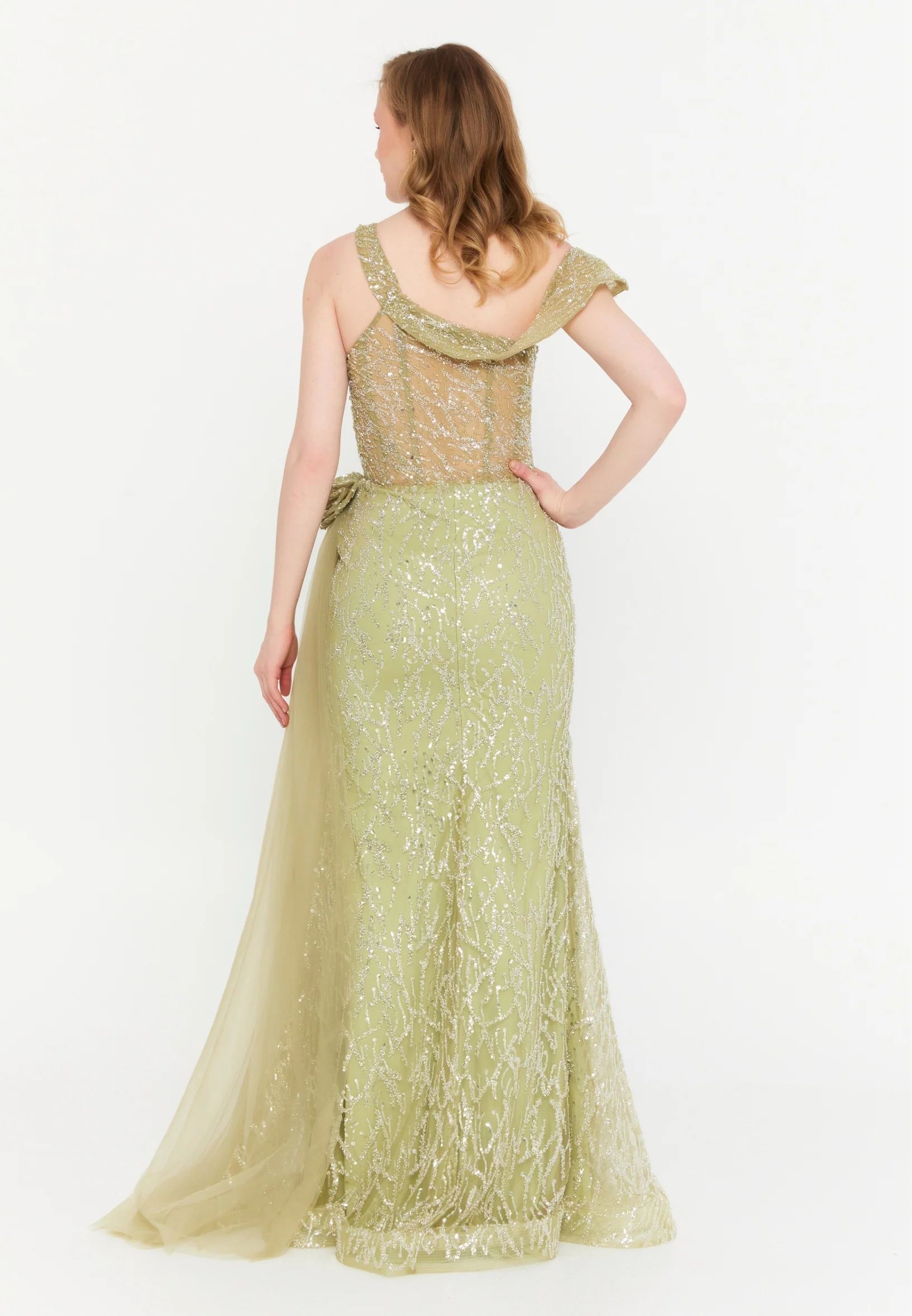 Sleeveless Maxi Tulle Mermaid Regular Wedding Guest Dress mtc1117 - Image 2