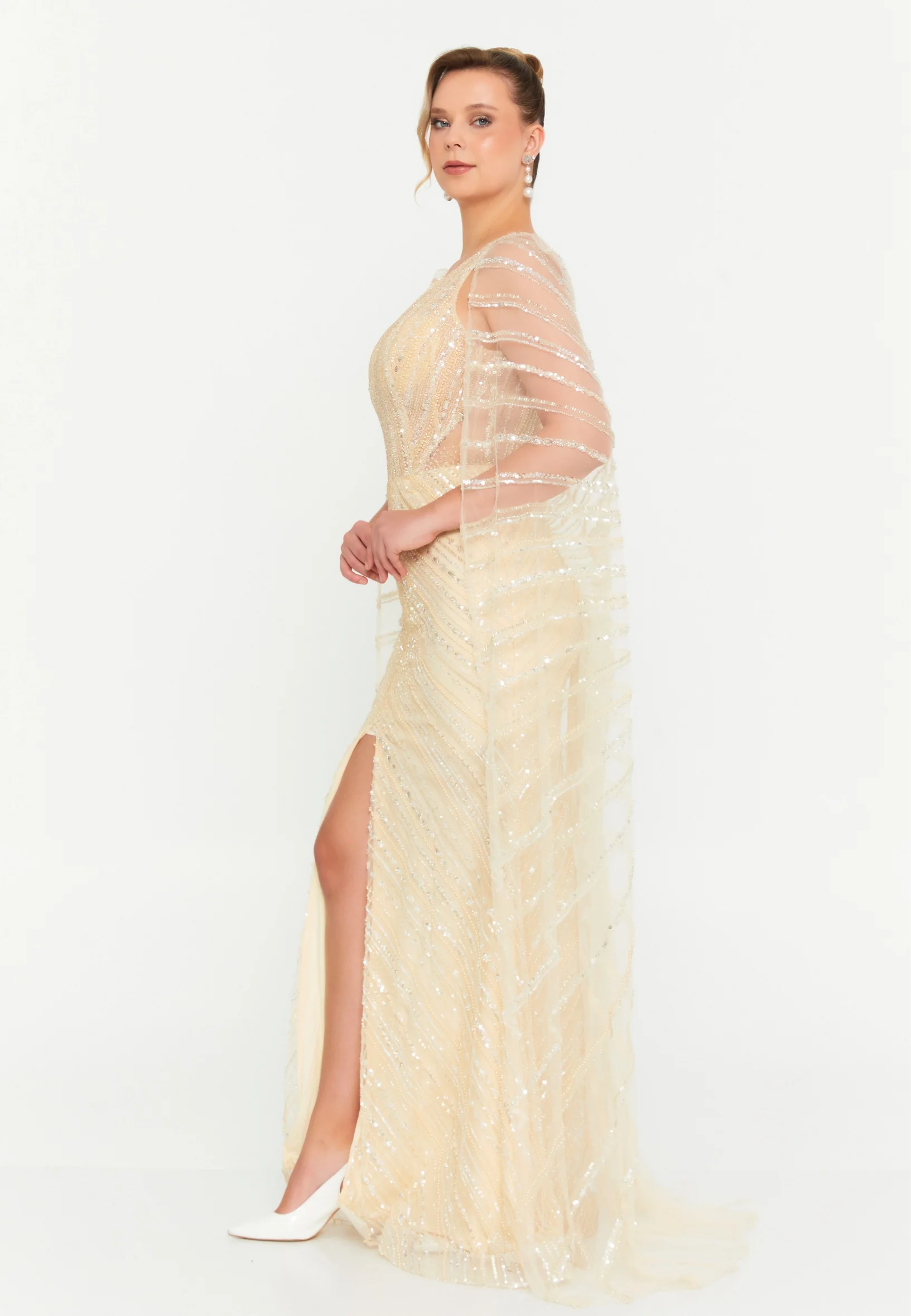 Sleeveless Maxi Tulle Mermaid Regular Wedding Guest Dress mtc1134 - Image 3