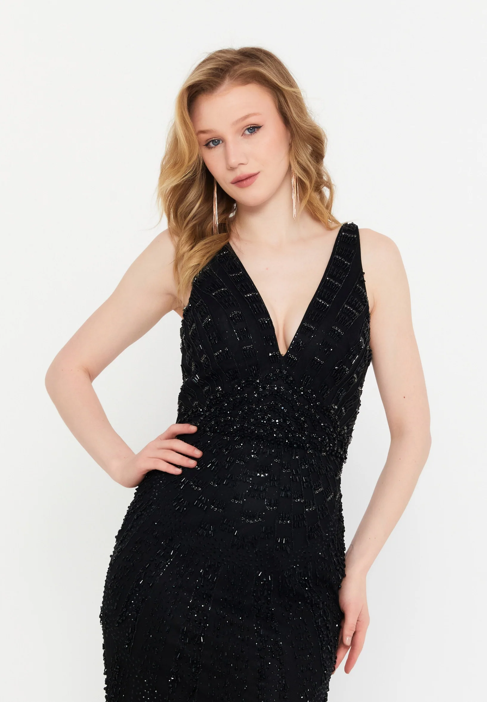 Sleeveless Maxi Tulle Mermaid Regular Wedding Guest Dress mtc1408 - Image 4